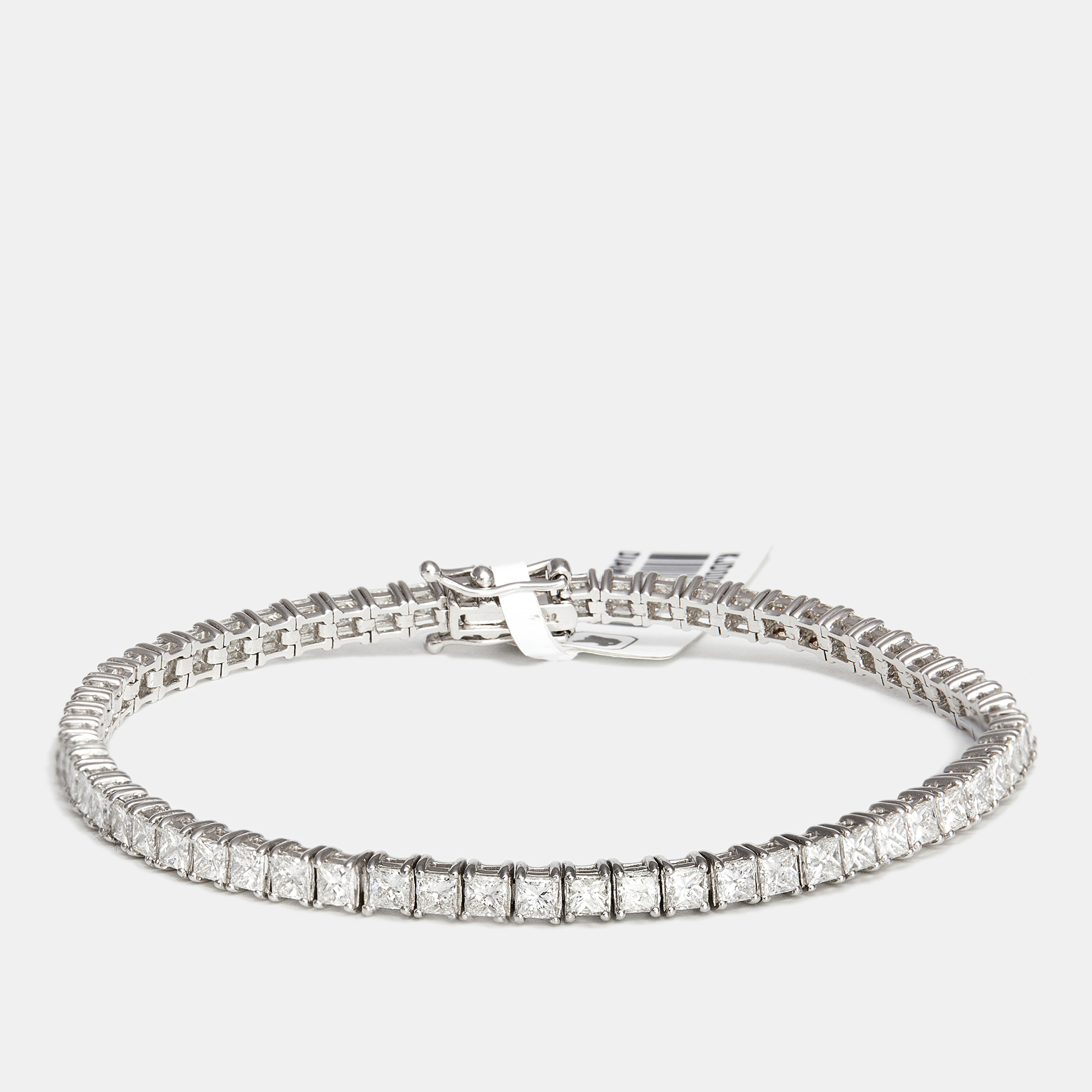 The diamond edit elegant princess cut diamond 6.00 ct 18k white gold tennis bracelet