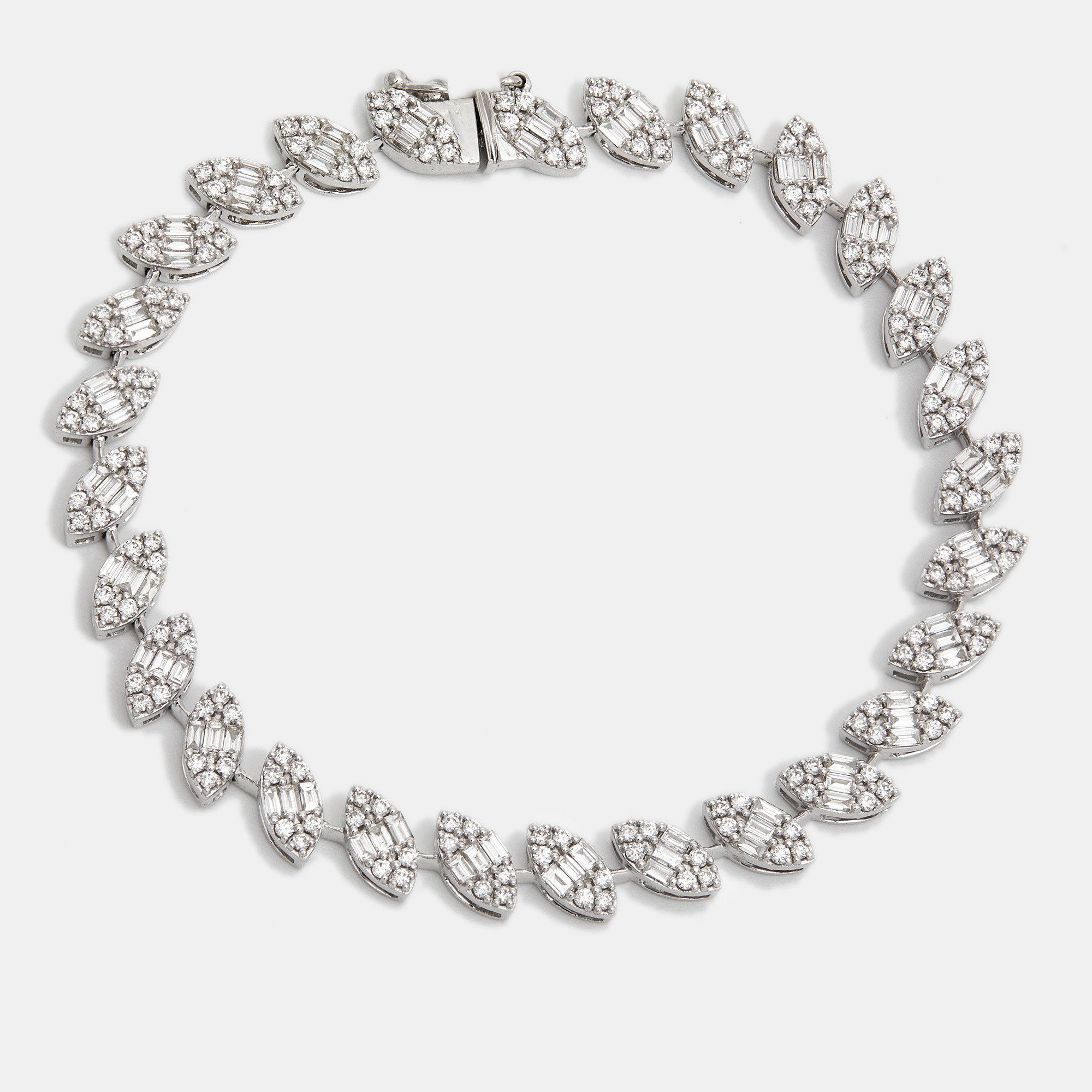 The diamond edit elegant baguette and round diamonds 2.64 cts 18k white gold bracelet