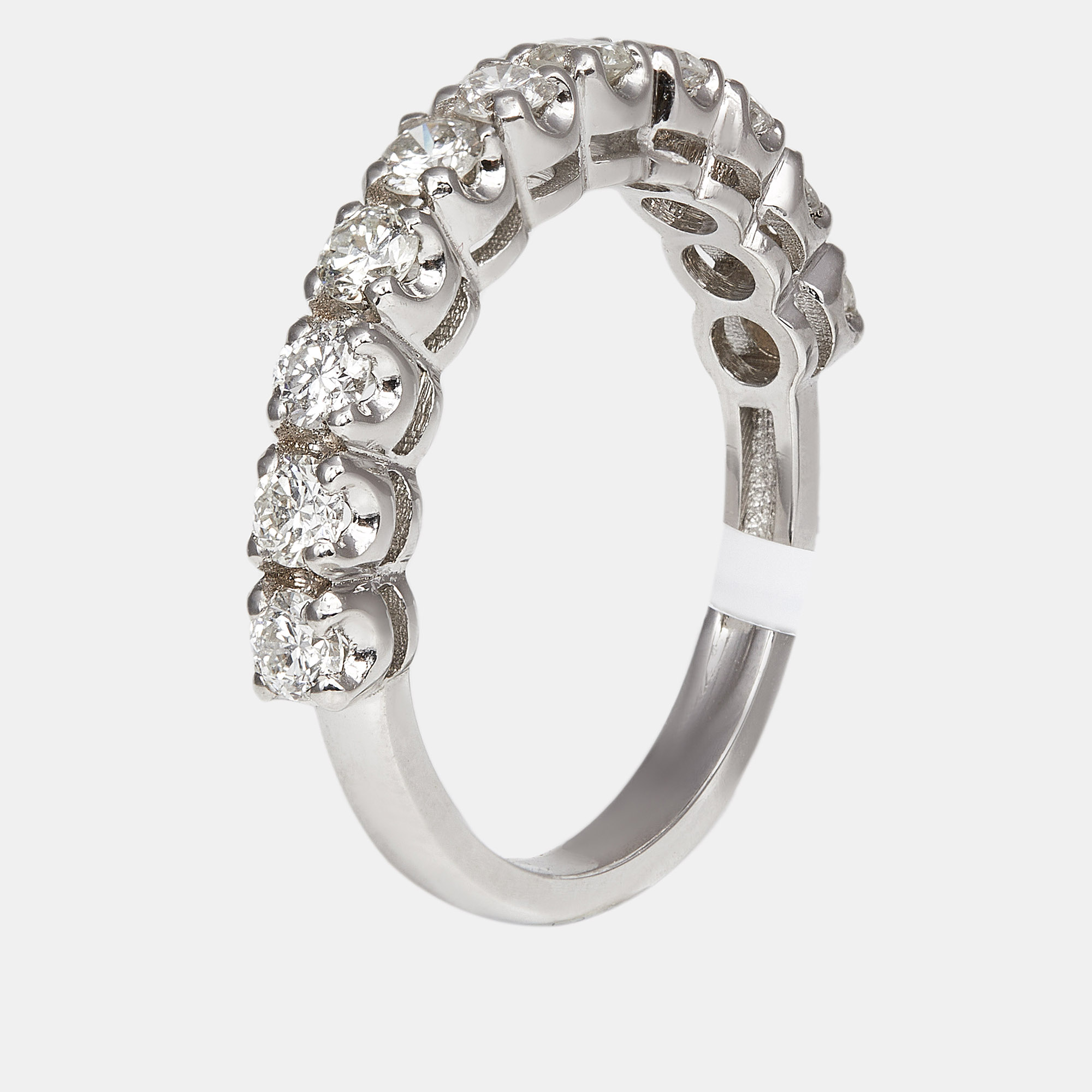 The diamond edit classic round diamond 0.87 ct 18k white gold half eternity wedding ring size 54