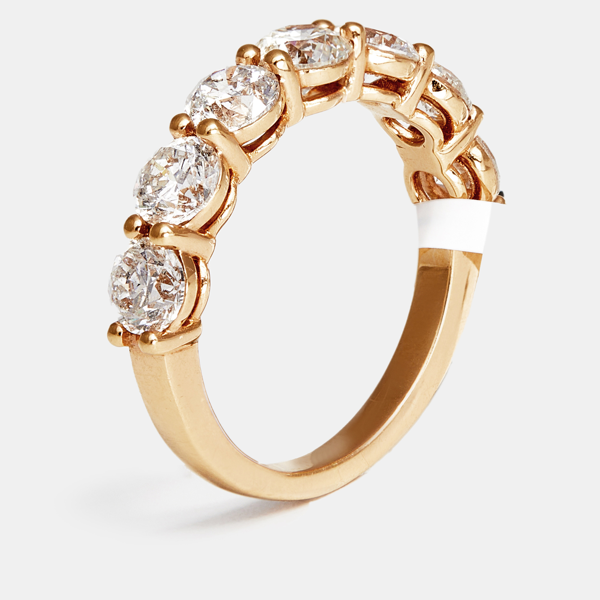The diamond edit five stone round diamond 2.88 ct 18k rose gold half eternity ring size 54
