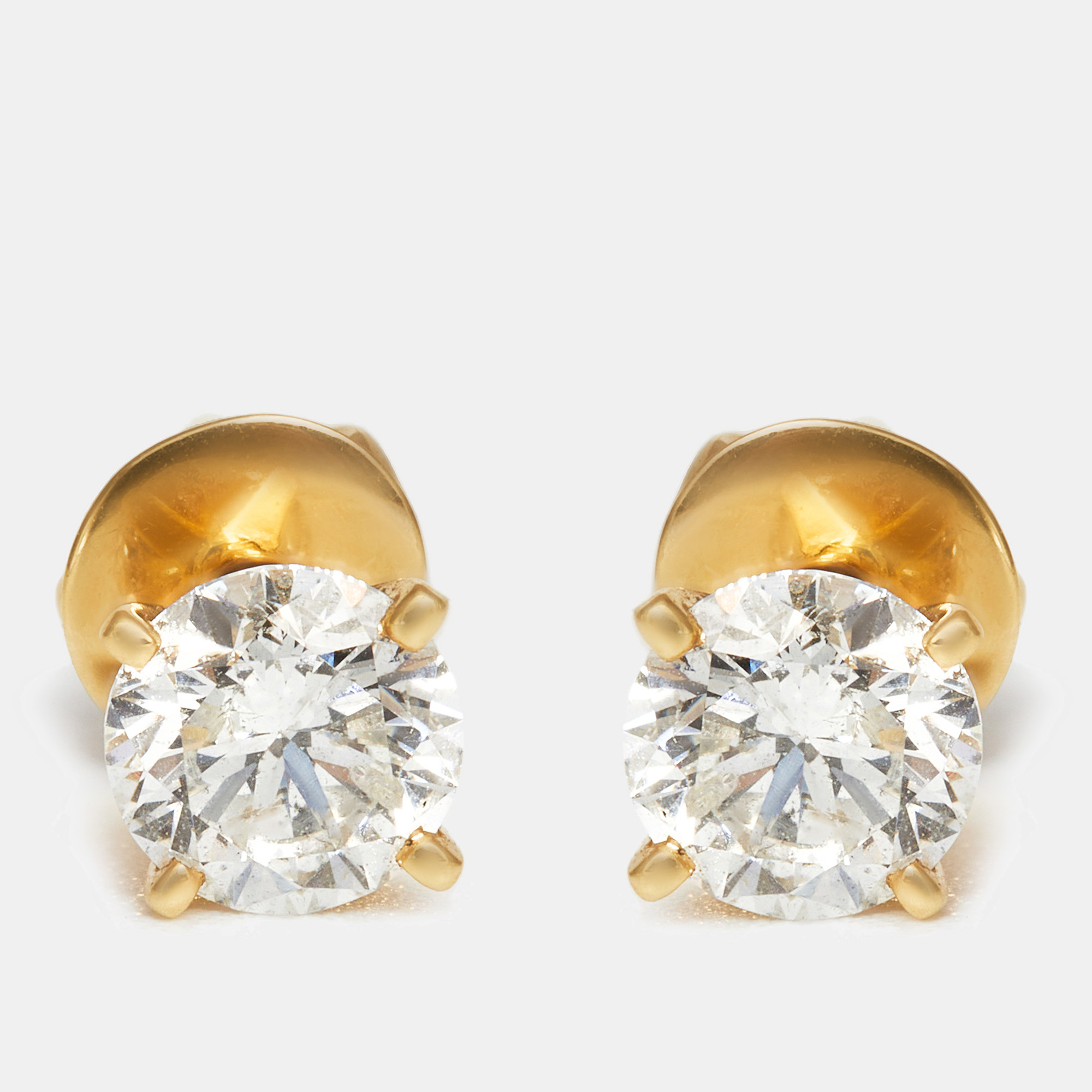 The diamond edit daily wear elegant solitaire diamonds (0.78 ct) 18k yellow gold stud earrings