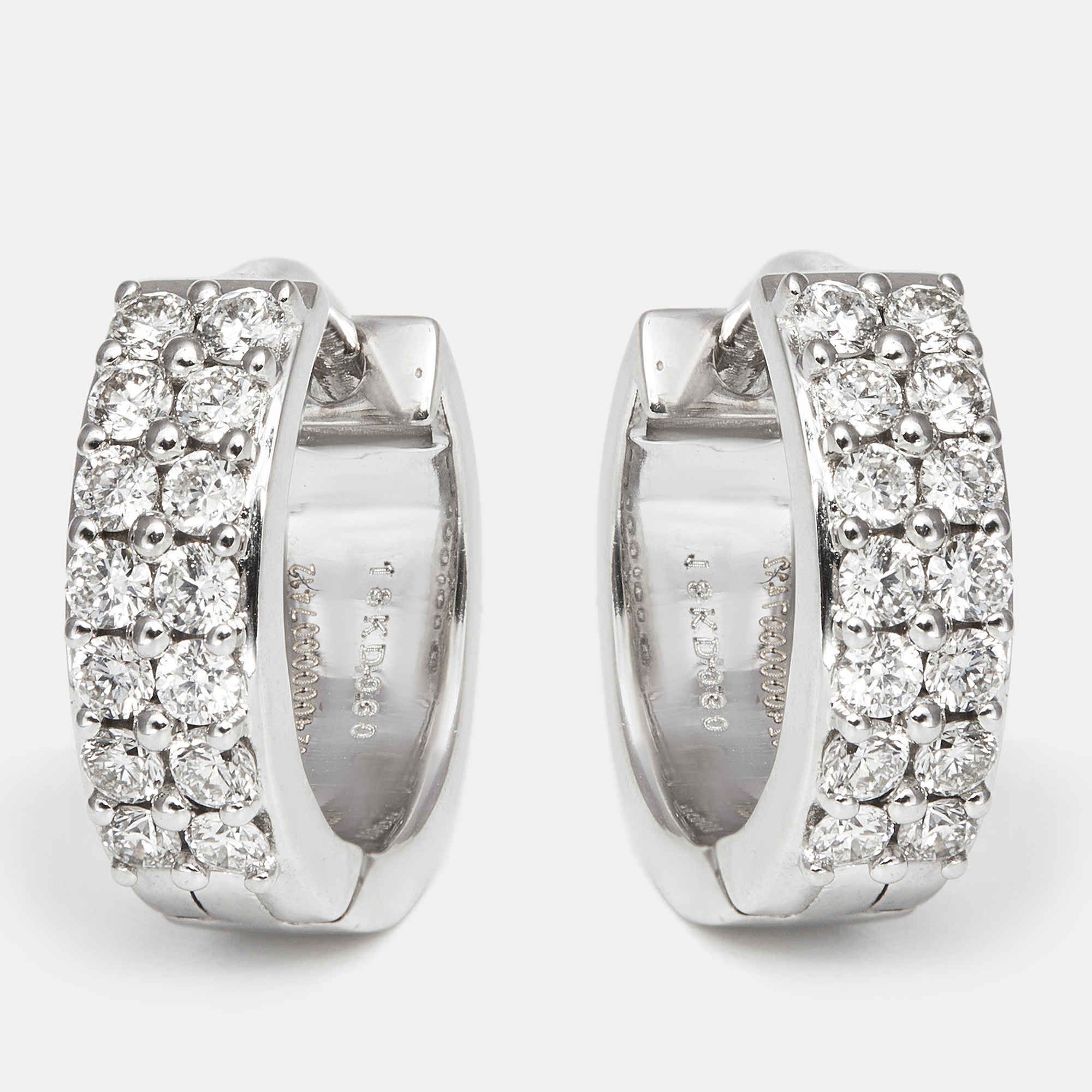 The diamond edit sparkling diamond 0.60 cts 18k white gold hoop earrings