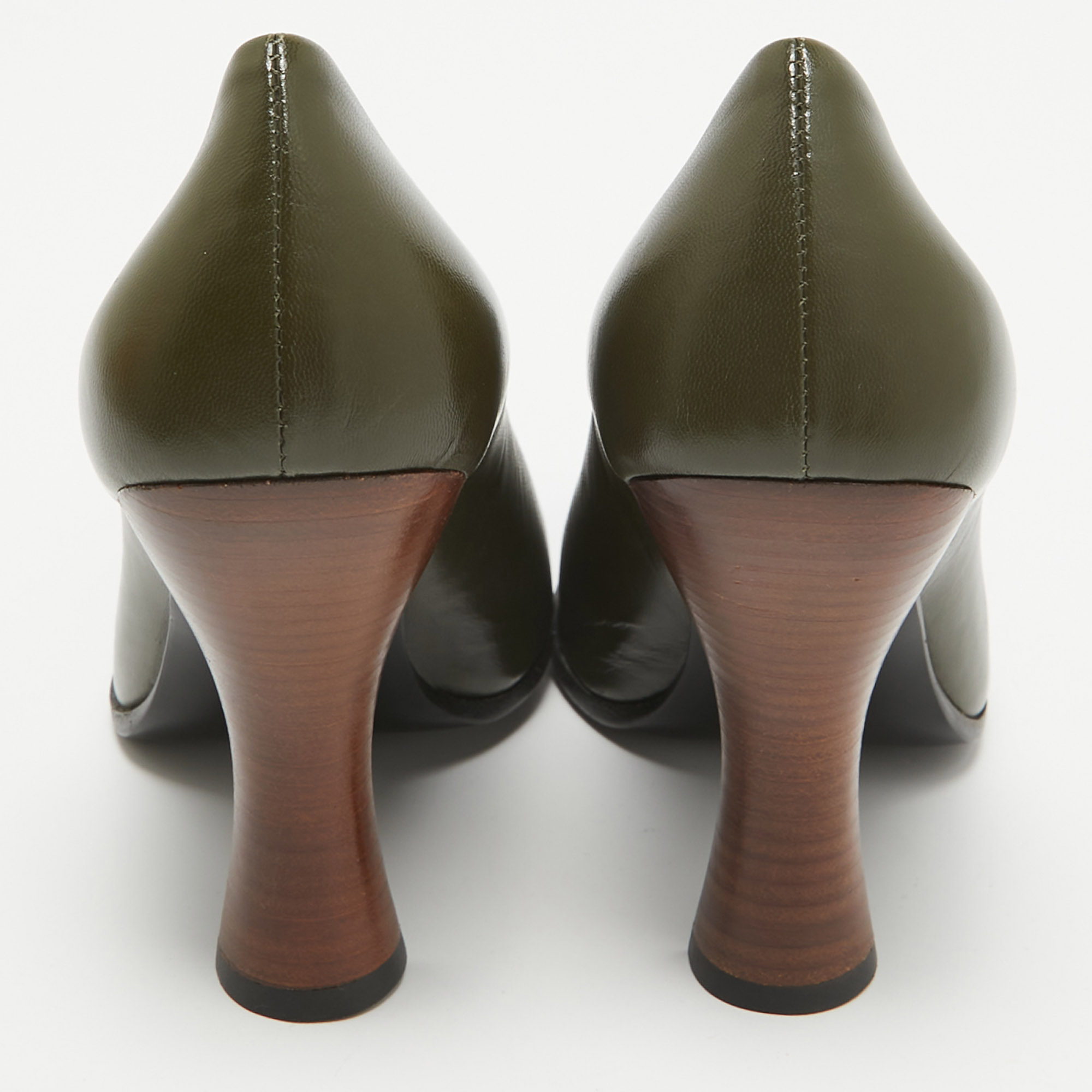 The Row Army Green Leather Jade Pumps Size 36