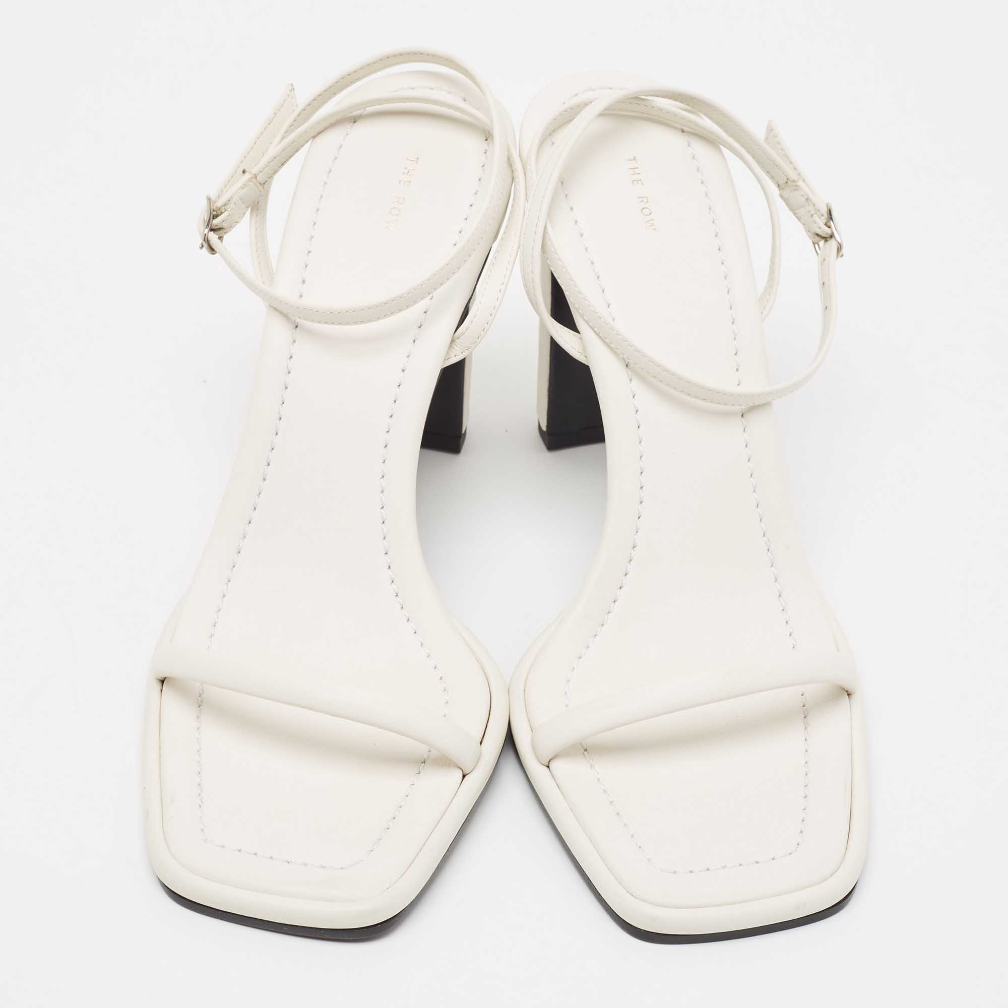 The Row White Leather Ankle Strap Sandals Size 38