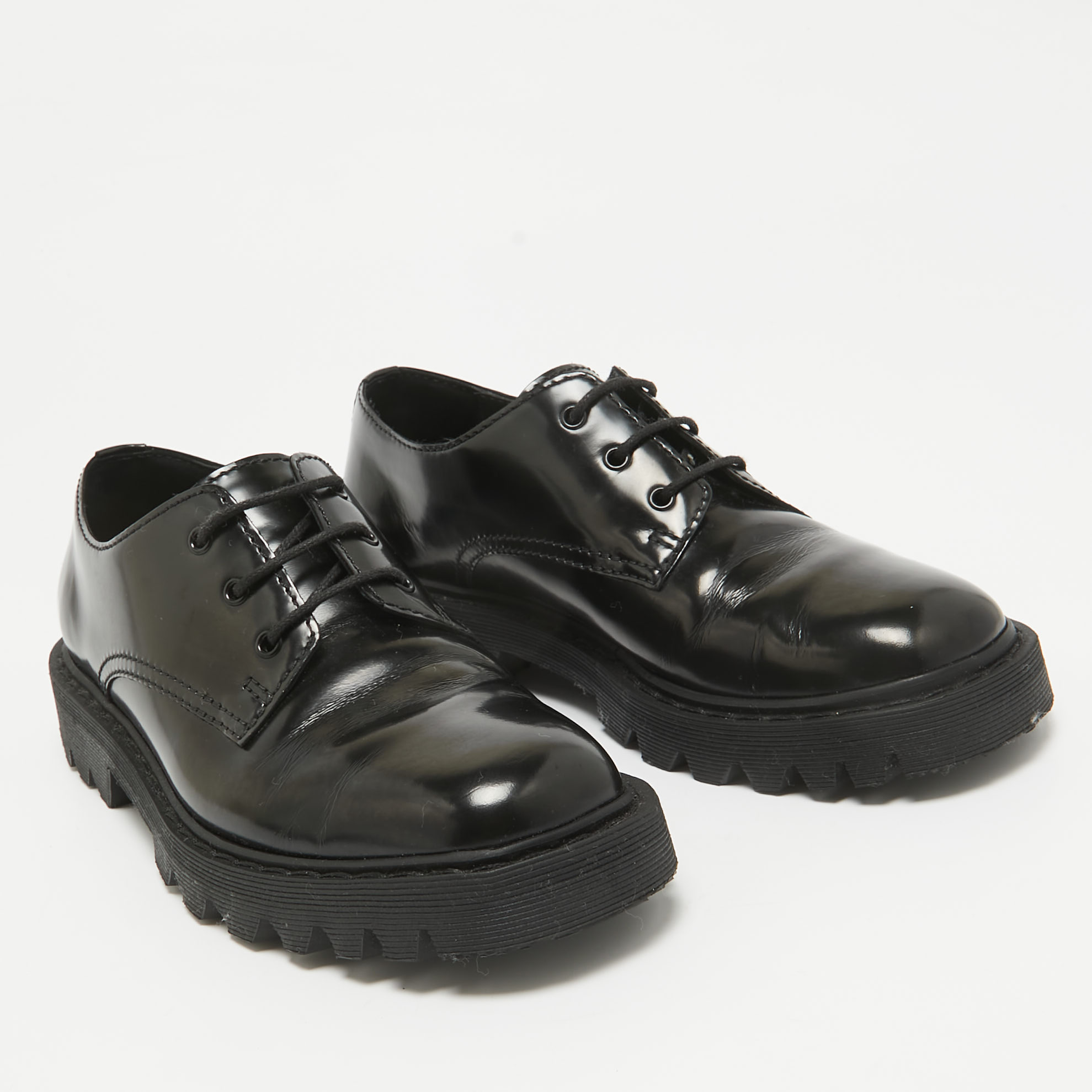 The Row Black Brushed Leather Ranger Derby Size 35.5