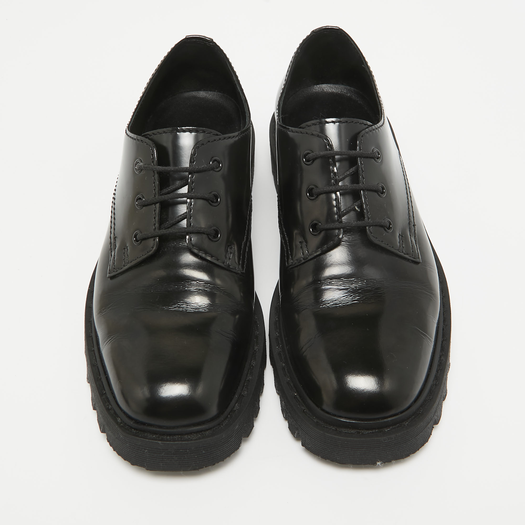 The Row Black Brushed Leather Ranger Derby Size 35.5