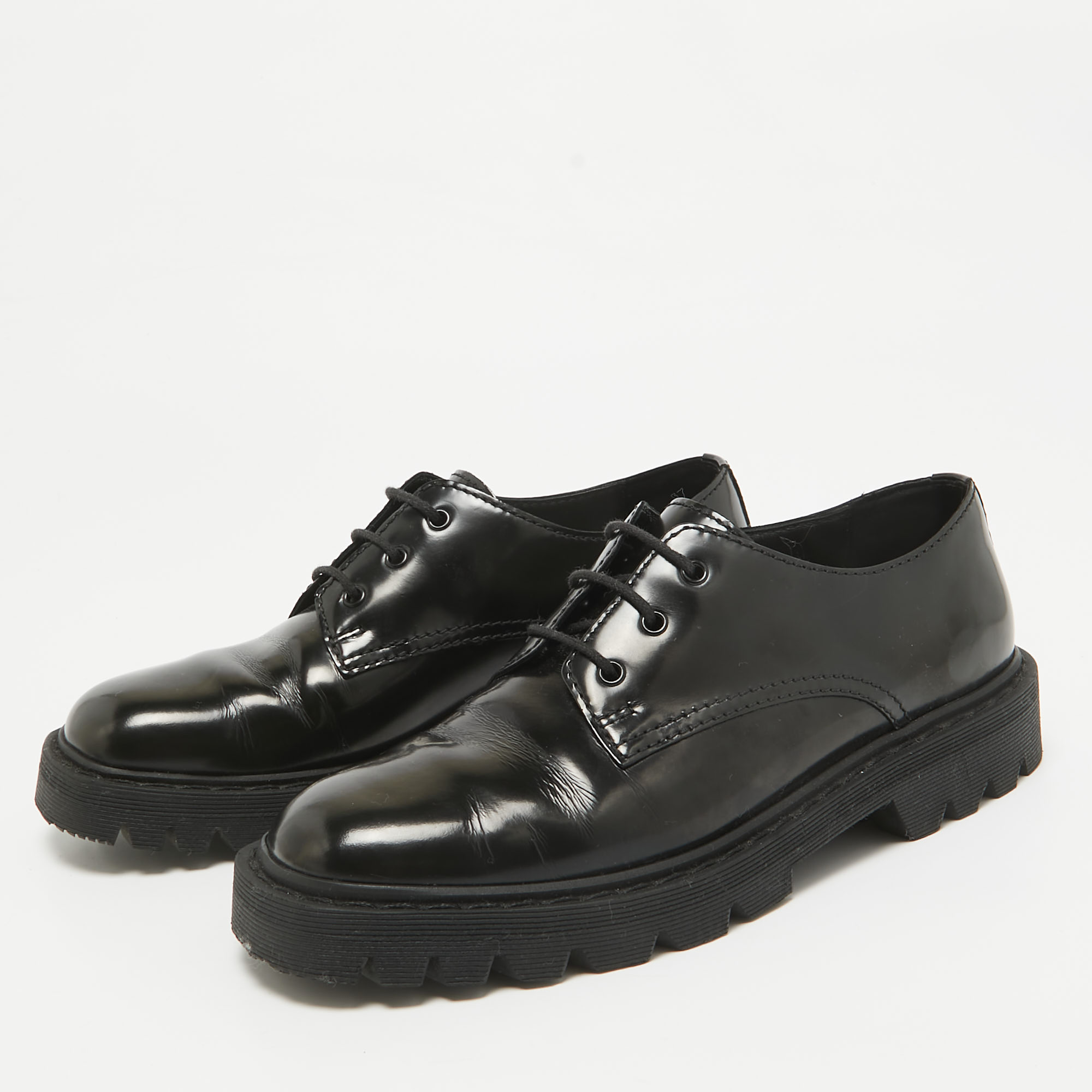 The Row Black Brushed Leather Ranger Derby Size 35.5