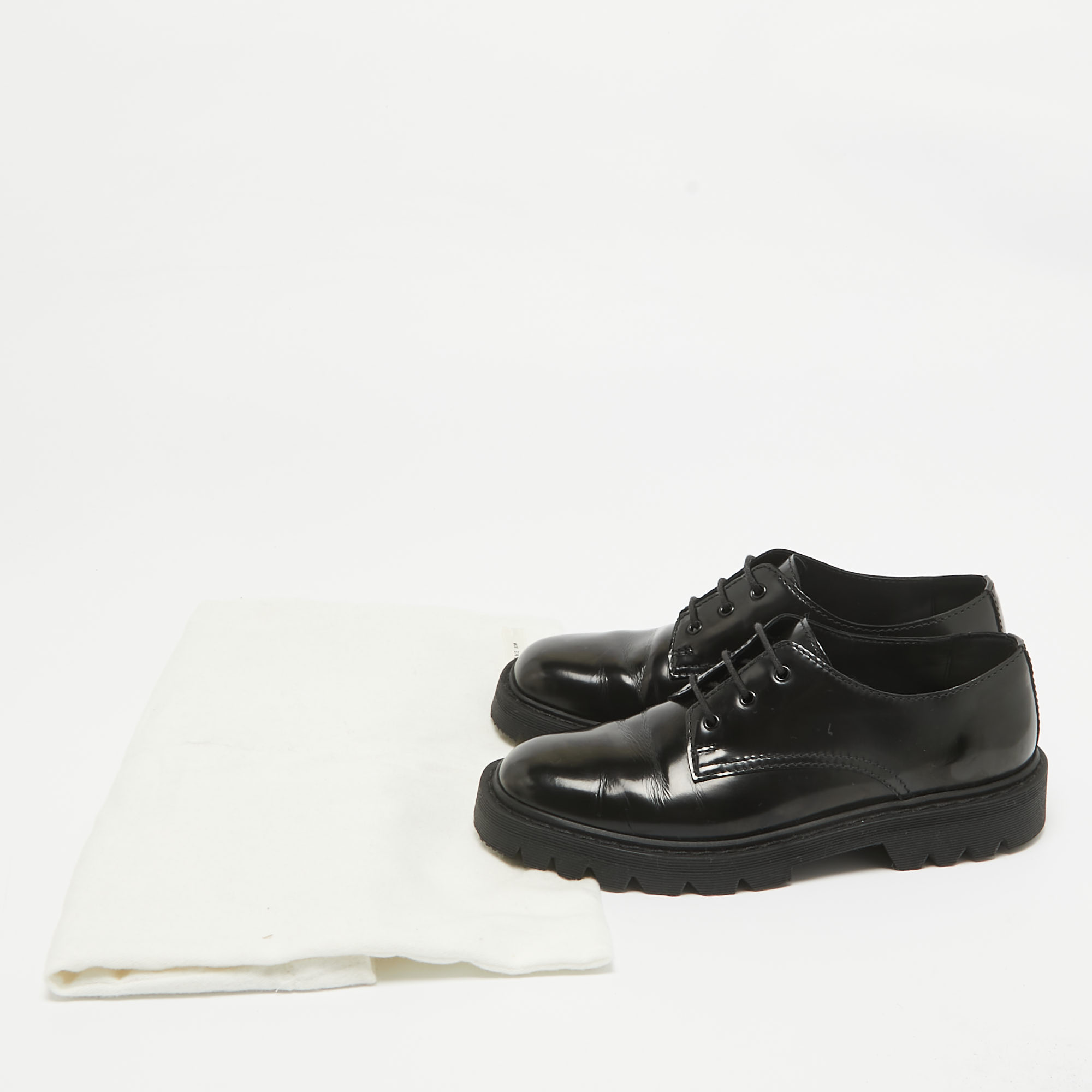 The Row Black Brushed Leather Ranger Derby Size 35.5