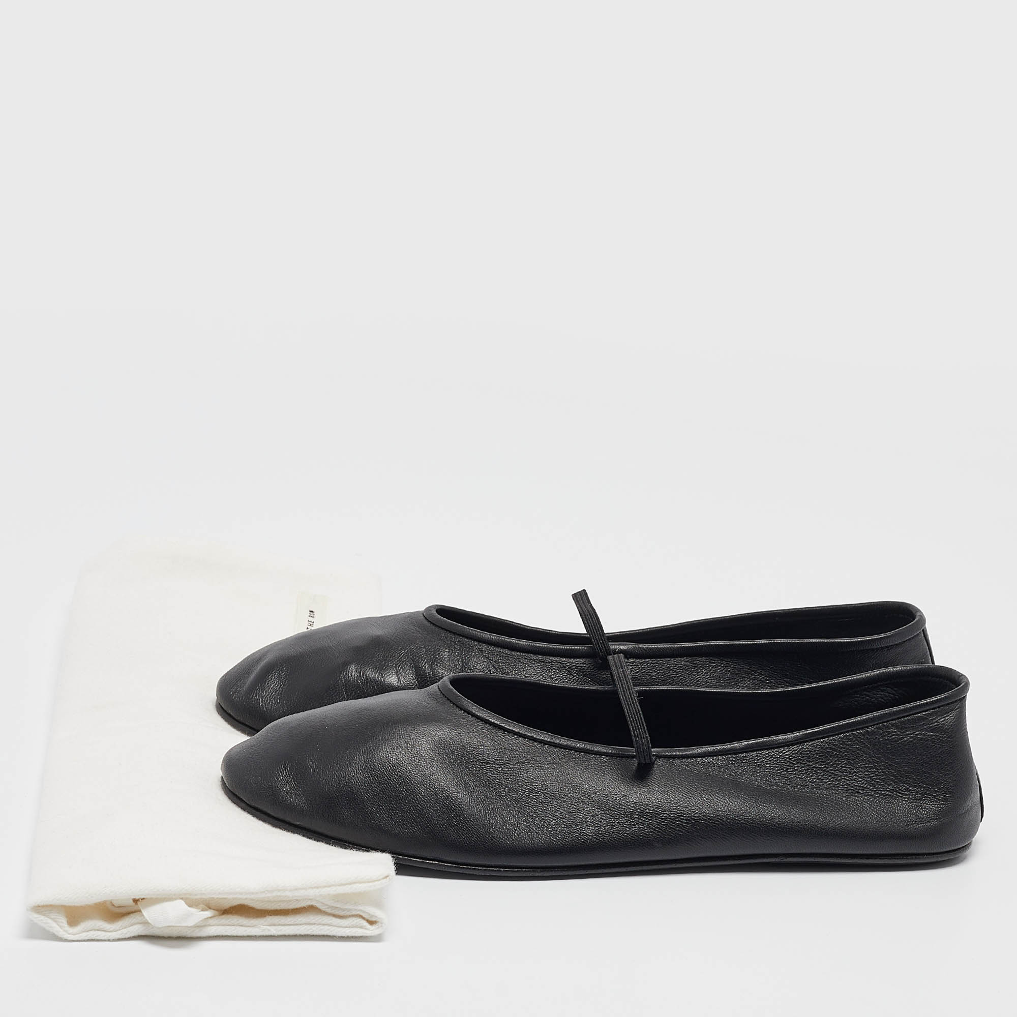 The Row Black Leather Elastic Ballet Flats Size 40.5