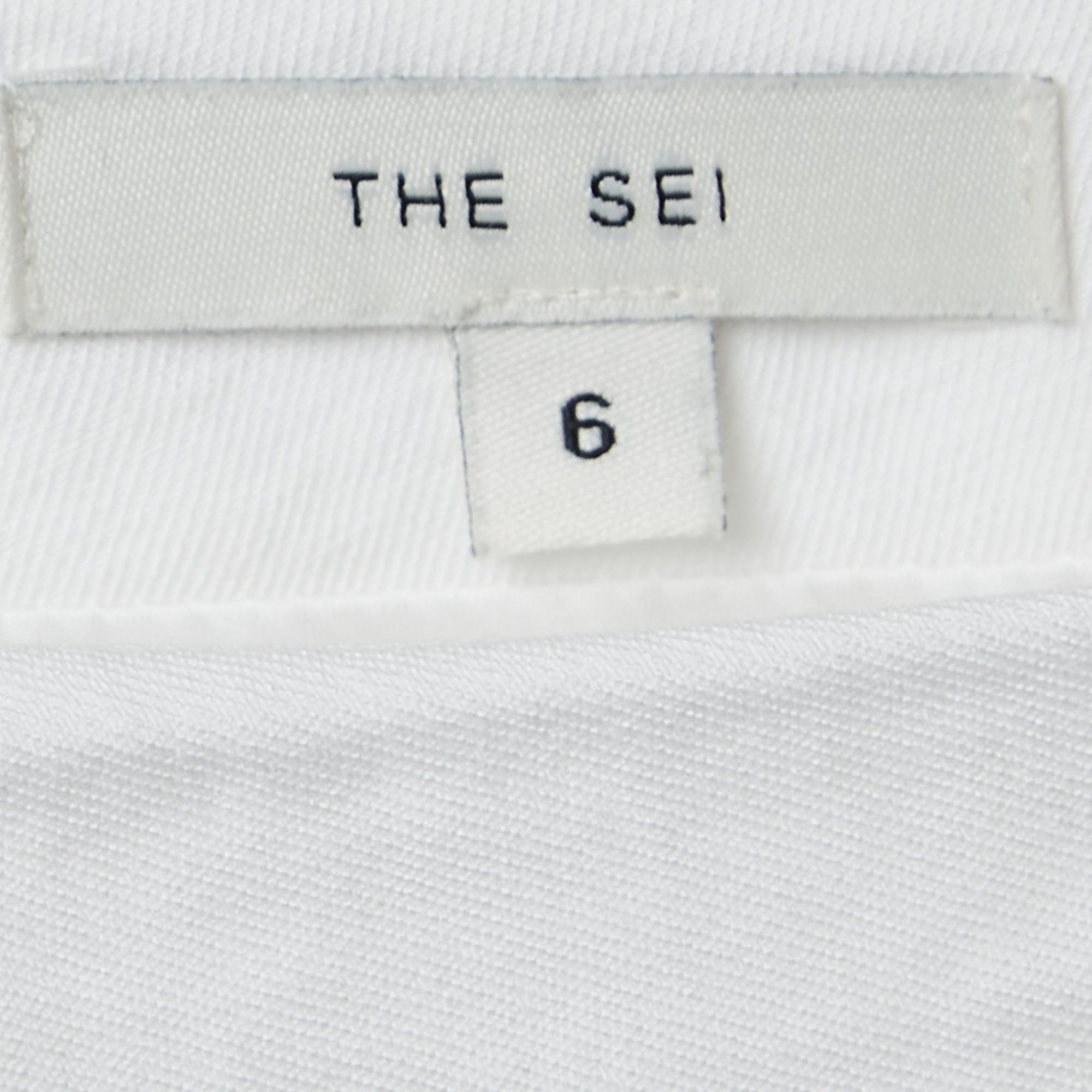 The Sei White Canvas Ruched One Shoulder Mini Dress M