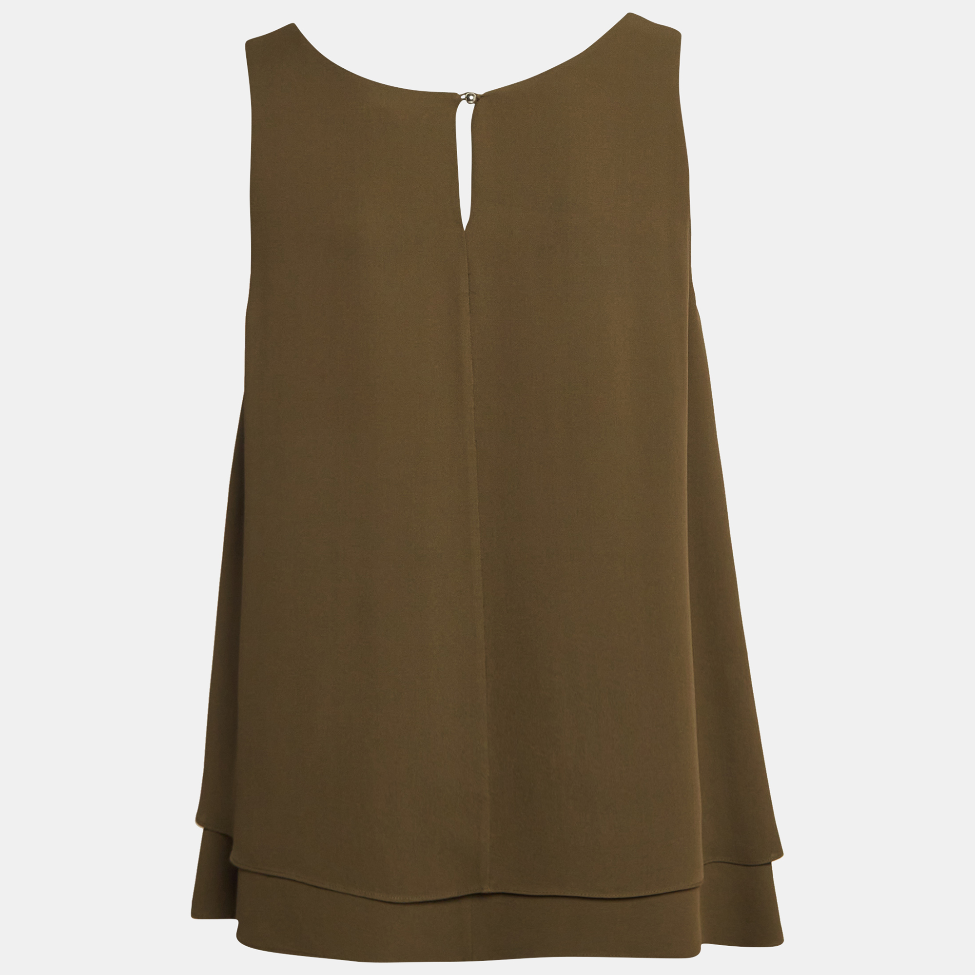 Theory Green Silk Sleeveless Layered Top S