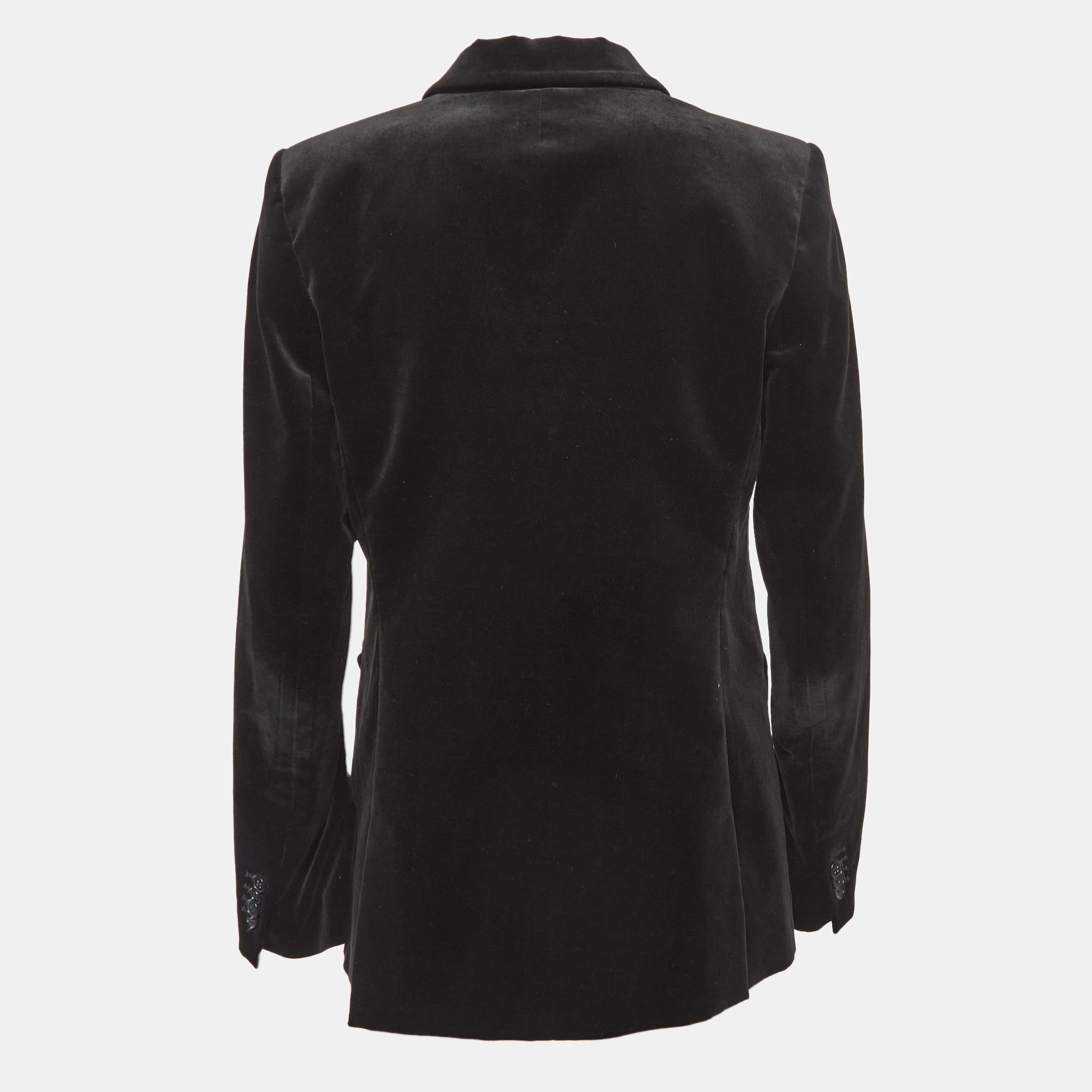 Theory Black Velvet Double Breasted Blazer L