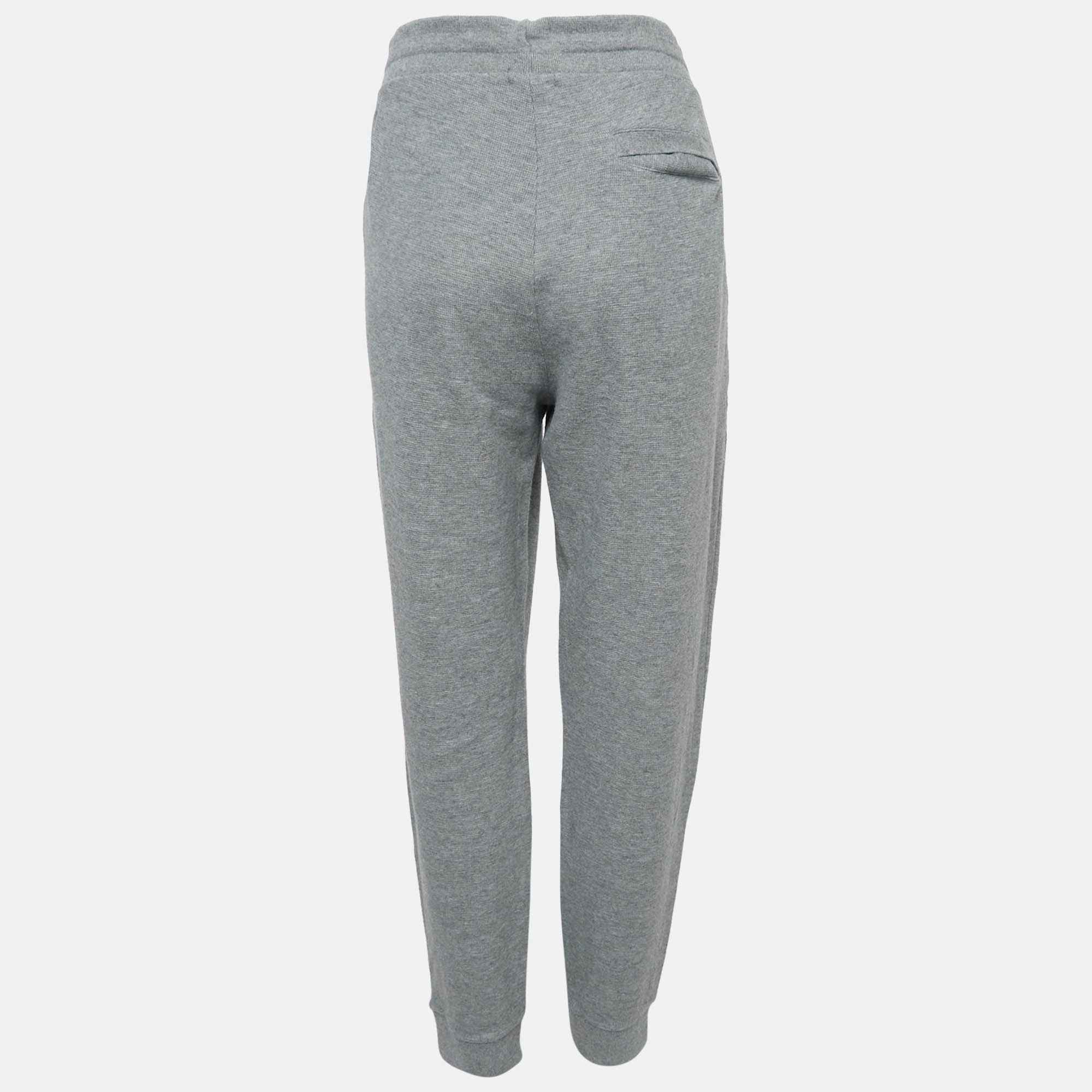 Theory Grey Pima Organic Cotton Rib Knit Trackpants L