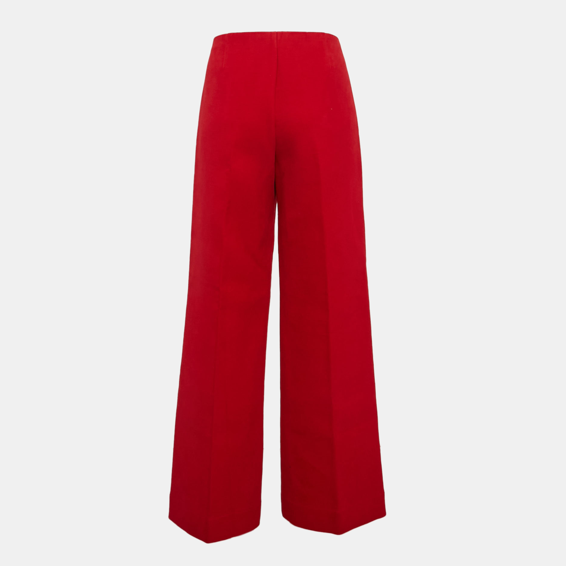 Theory Red Cotton High-Waist Wide-Leg Trousers L