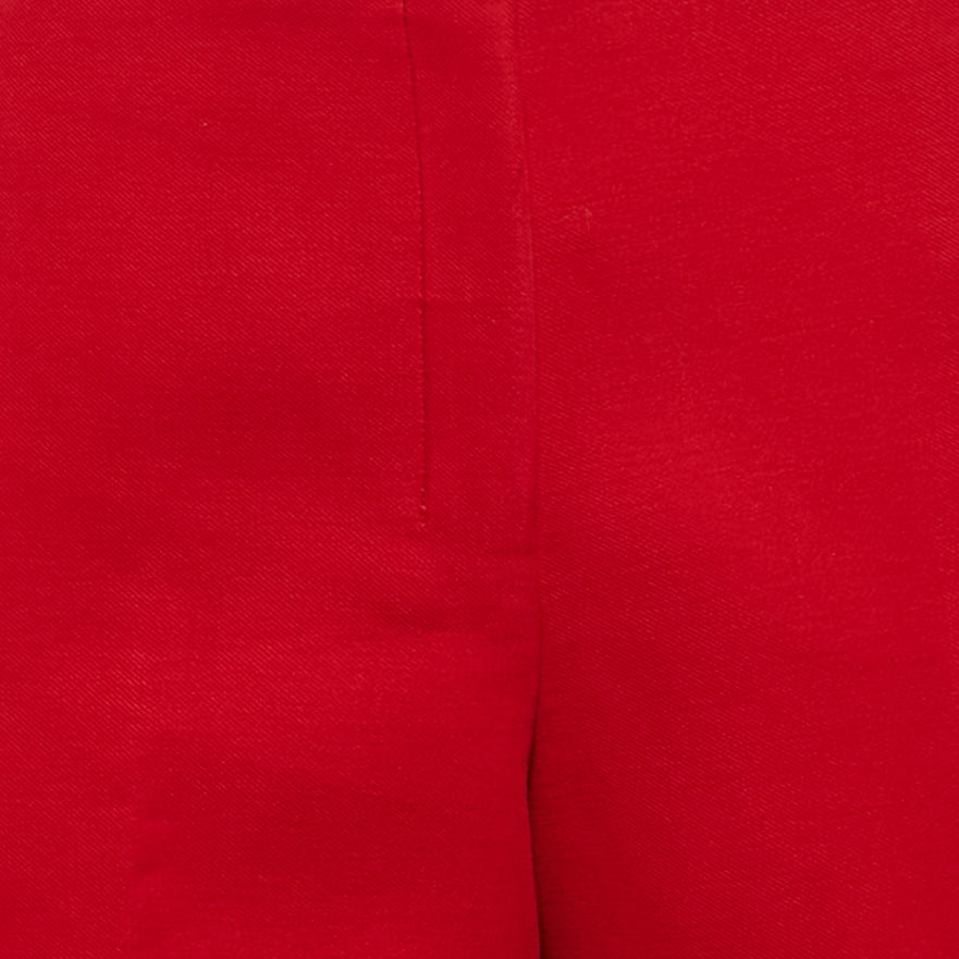 Theory Red Cotton High-Waist Wide-Leg Trousers L