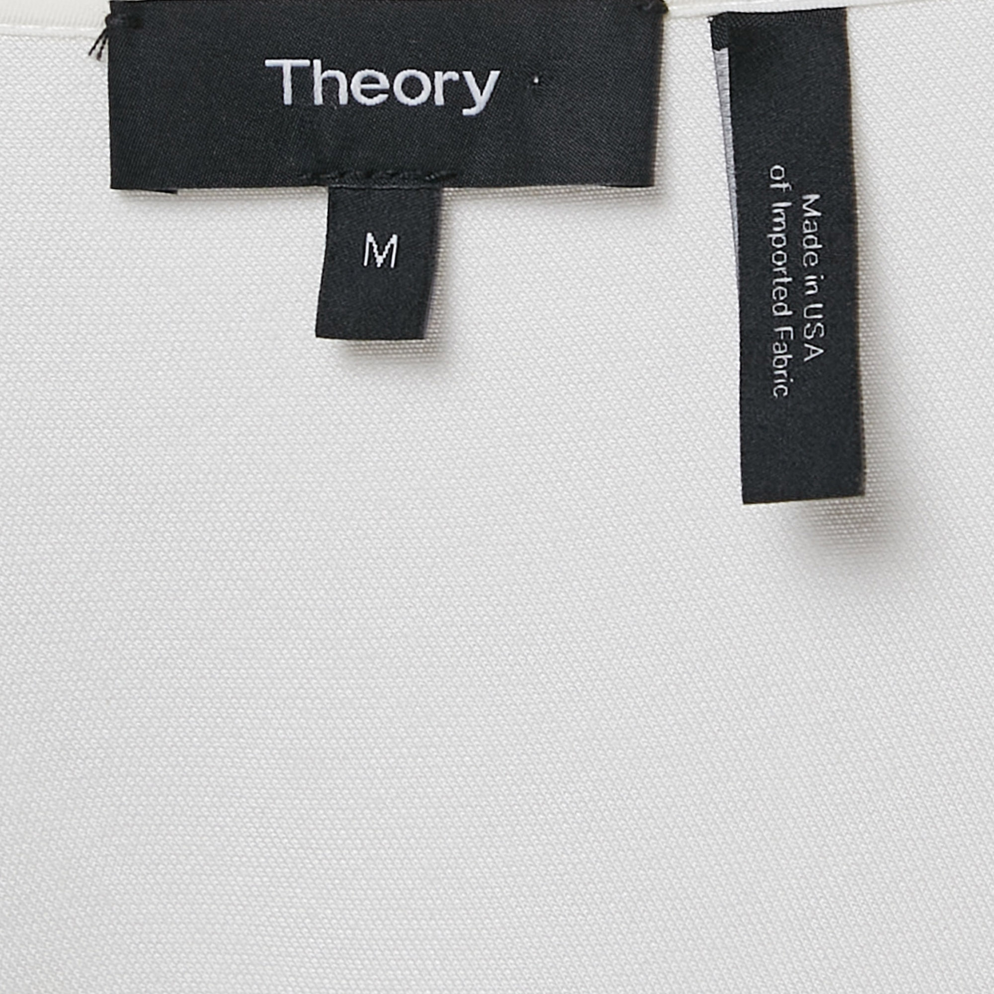 Theory Off-White Jersey V-Neck Top M