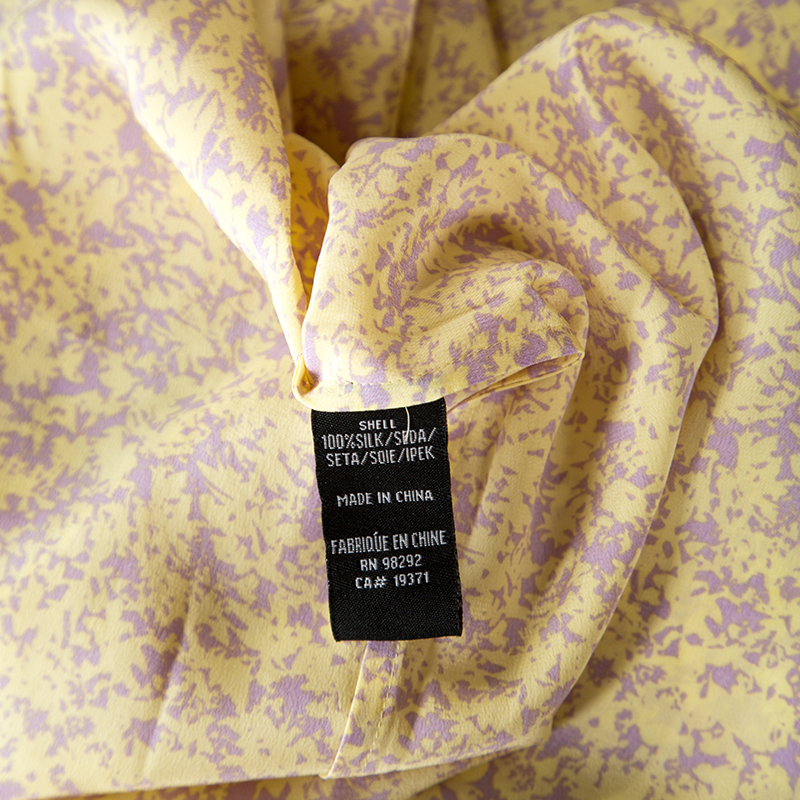 Tibi Bicolor Abstract Print Silk Elasticized Waist Midi Dress L