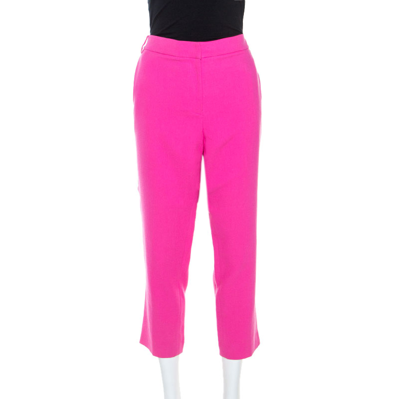 Image of Tibi Pink Cotton Crepe Willa Cropped Pants L