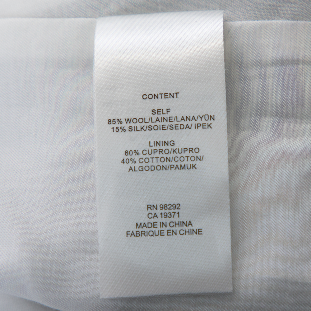 Tibi Grey Cooper Plaided Wool & Silk Cutout Detail  Blazer L