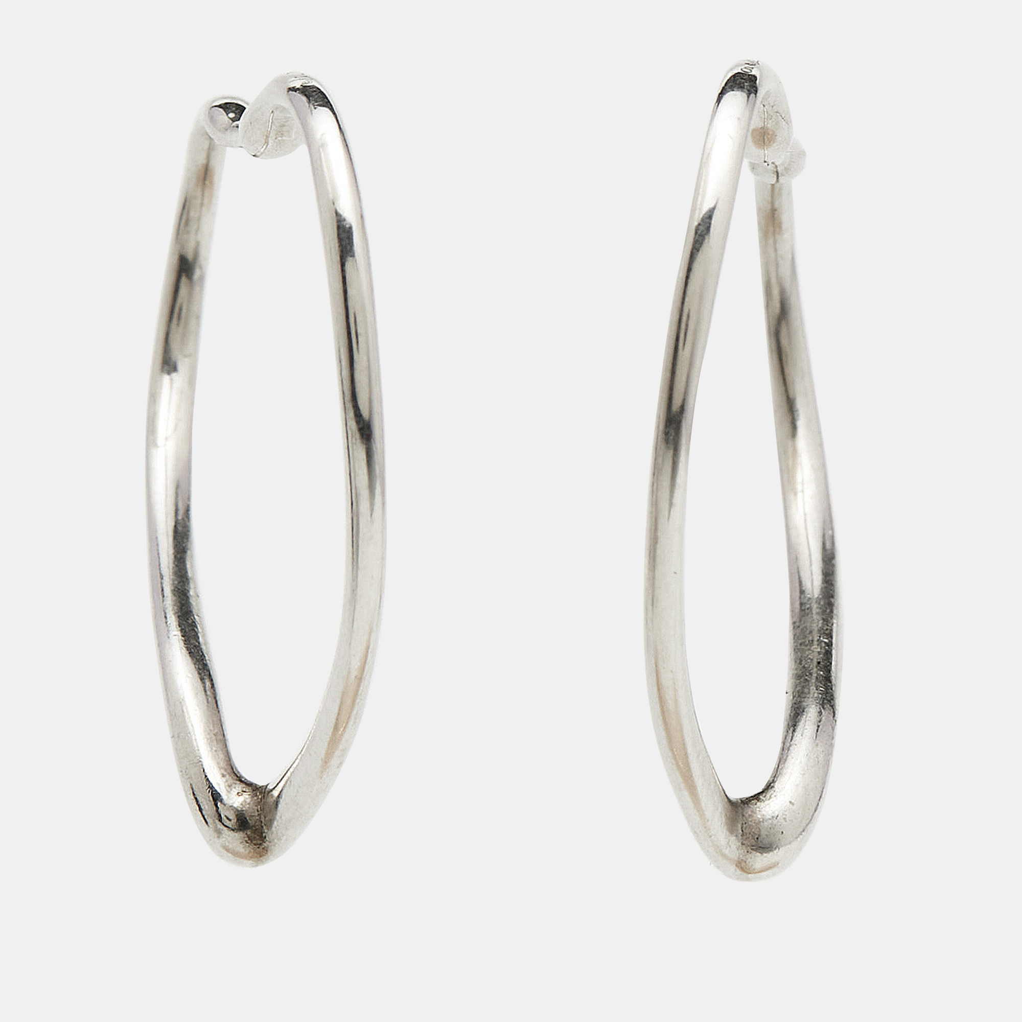 Tiffany & Co. Open Heart Sterling Silver Hoop Earrings