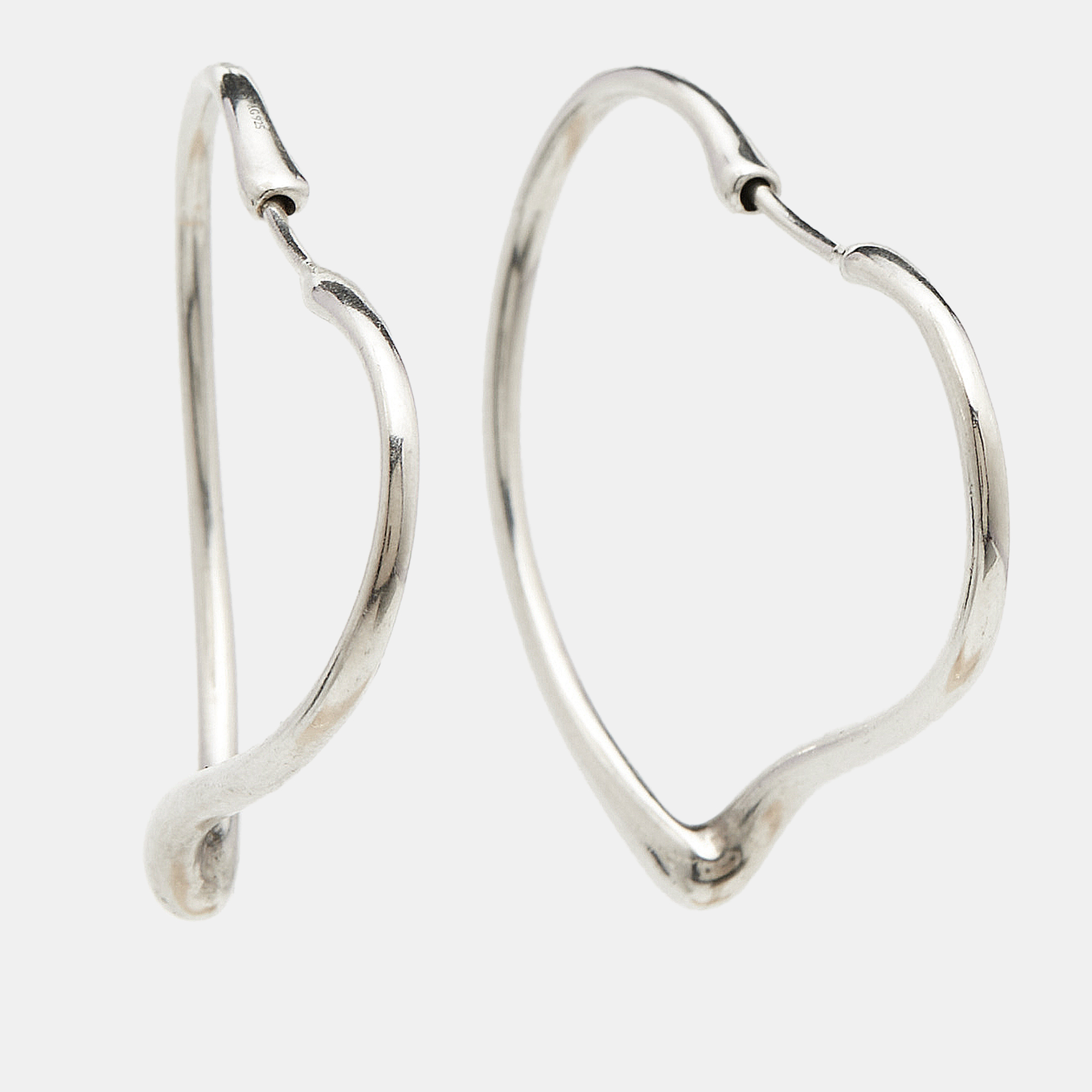 Tiffany & Co. Open Heart Sterling Silver Hoop Earrings