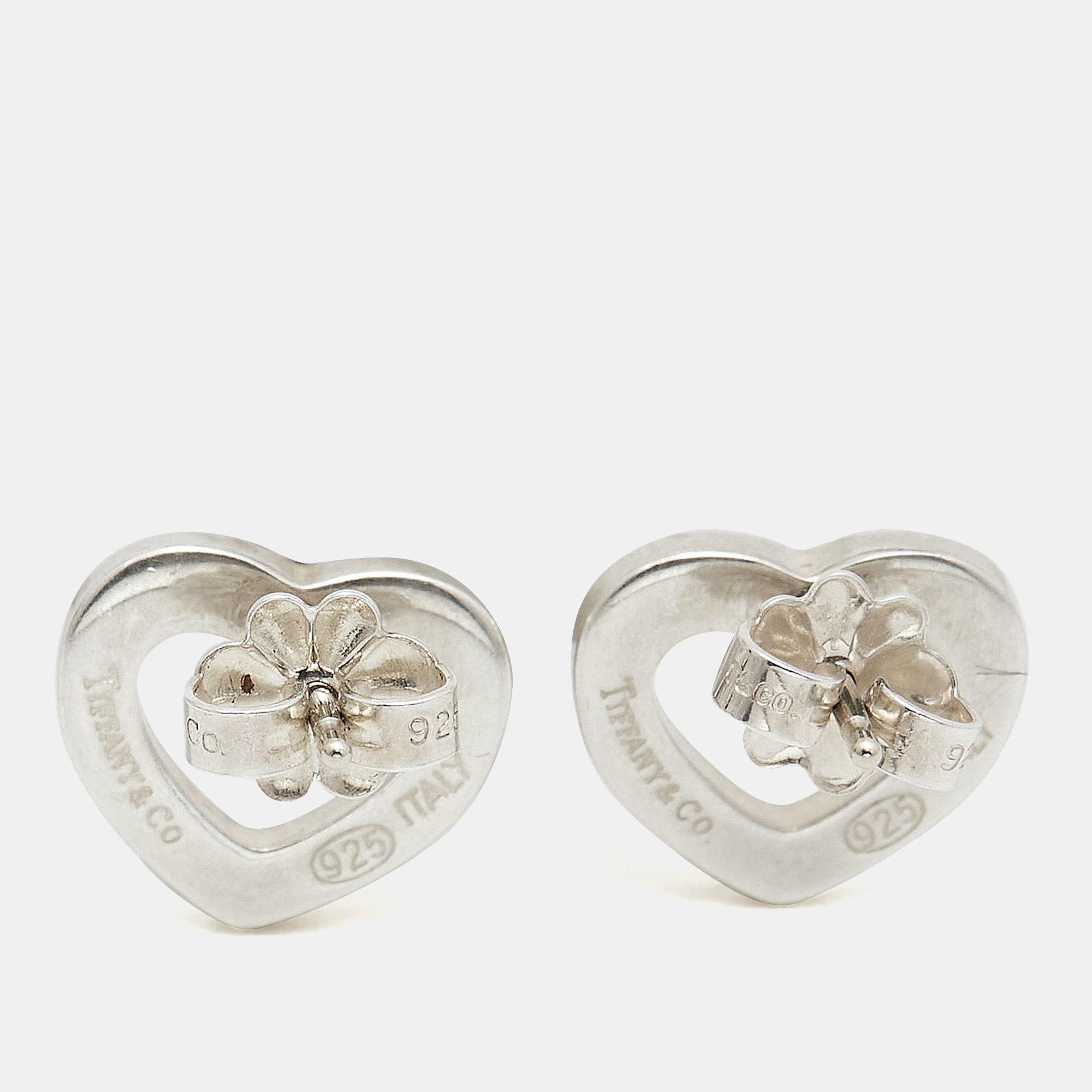 Tiffany & Co. Open Heart Silver Stud Earrings