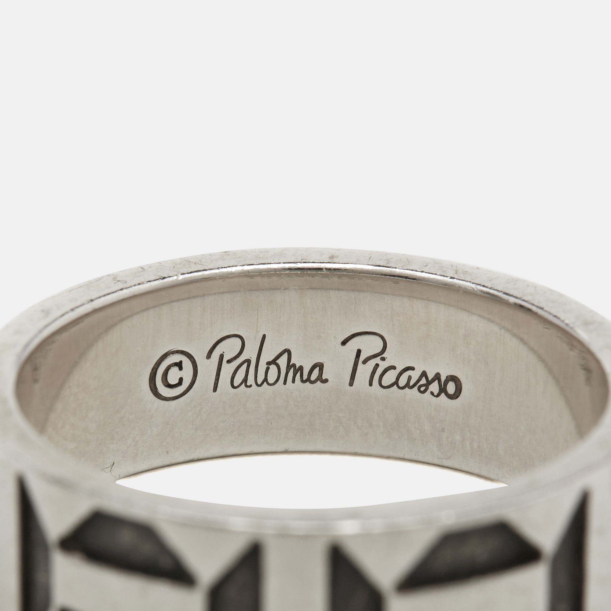 Tiffany & Co.  Paloma Picasso Zellige Sterling Silver Band Ring Size 59