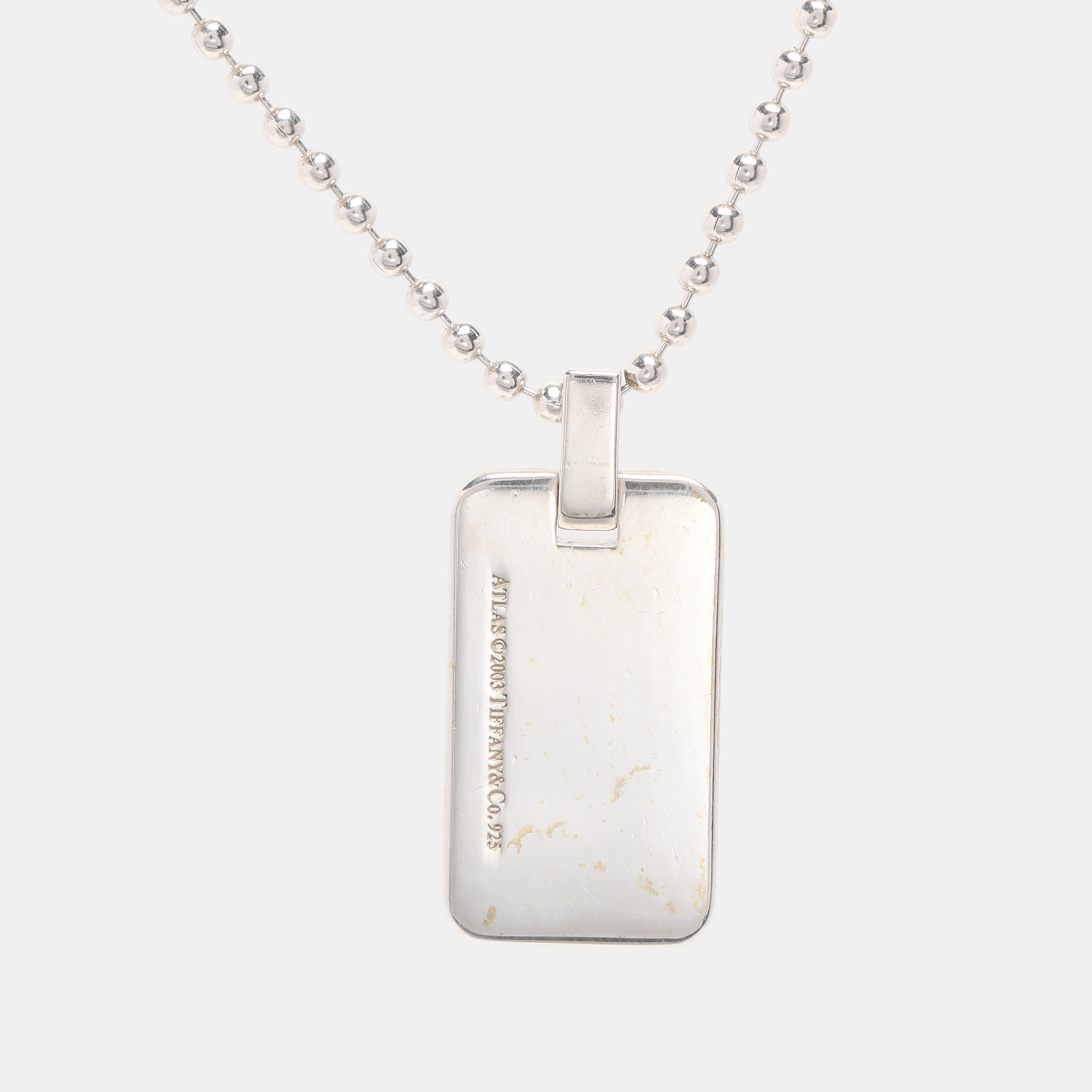 Tiffany & Co. Silver Atlas Tag Pendant Necklace