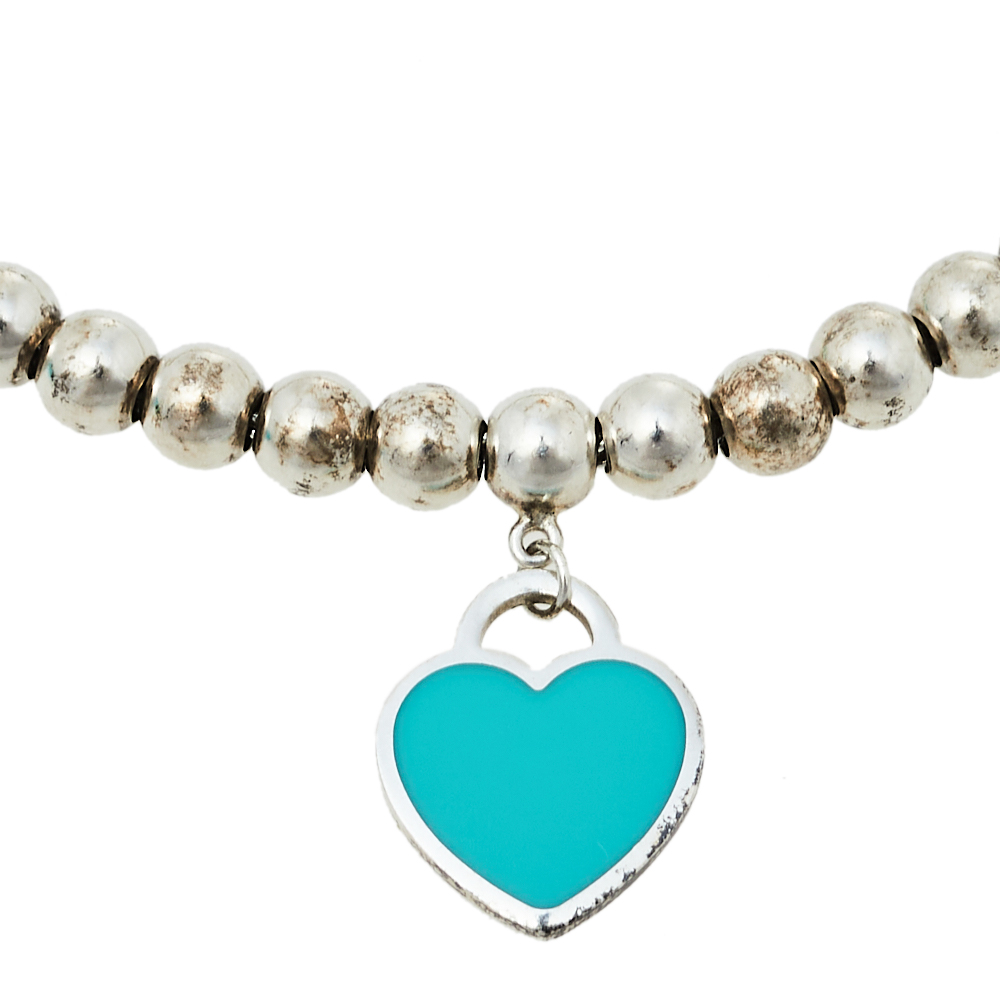Tiffany & Co. Return to Tiffany Enamel Heart Tag Silver Beads Bracelet, Blue
Tiffany & Co. Return to Tiffany Enamel Heart Tag Silver Beads Bracelet, Blue