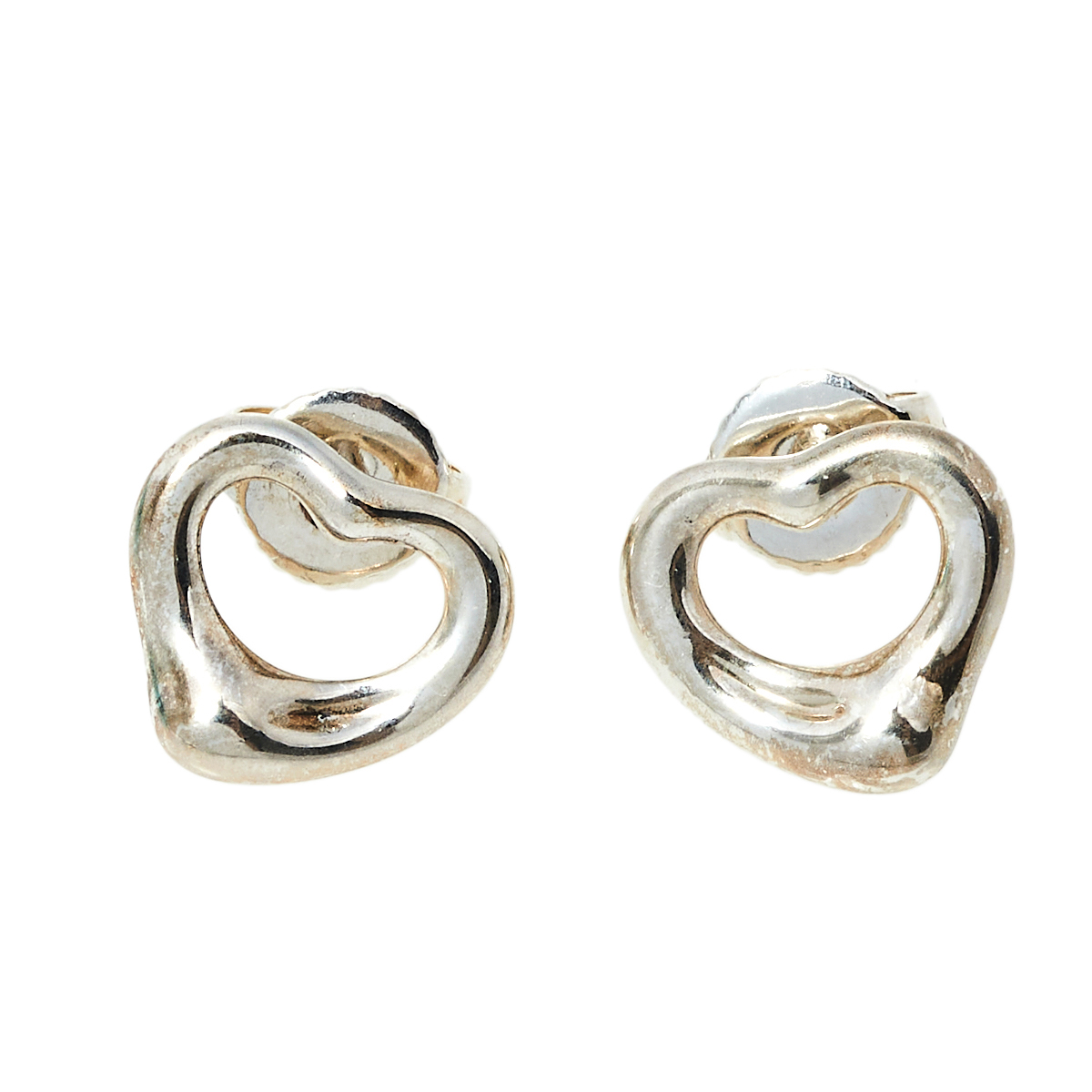 Tiffany & Co. Elsa Peretti Sterling Silver Open Heart Stud Earrings