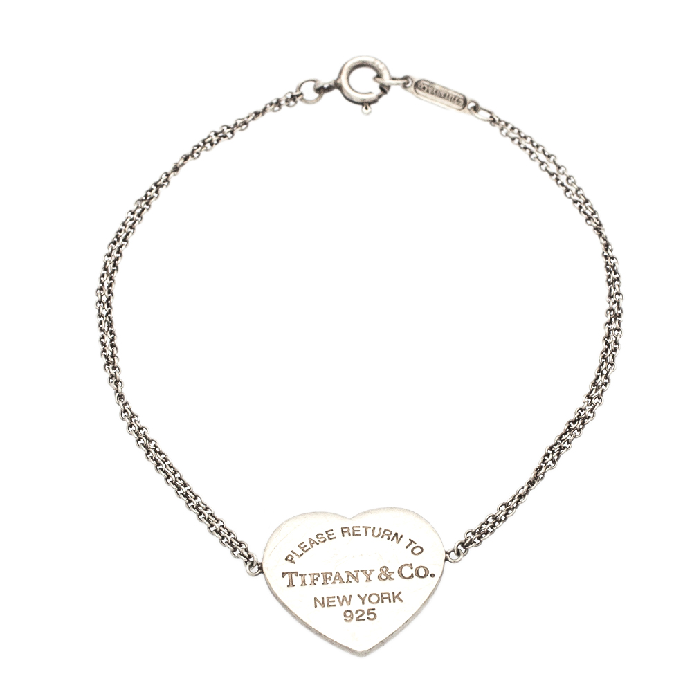 Tiffany & Co. Return To Tiffany Heart Tag Double Chain Sterling Silver Bracelet