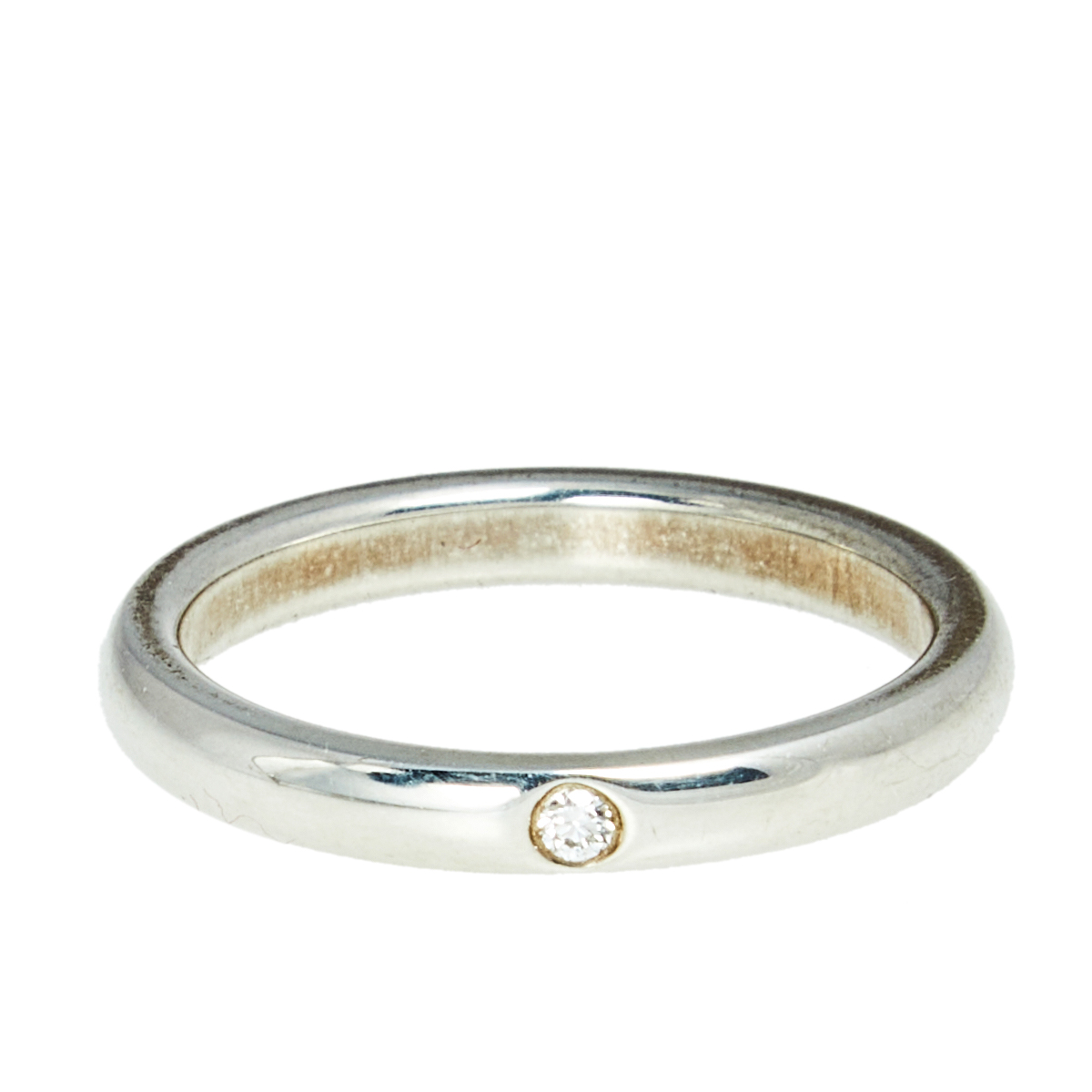 Tiffany & Co. Elsa Peretti Diamond Sterling Silver Band Ring Size 51