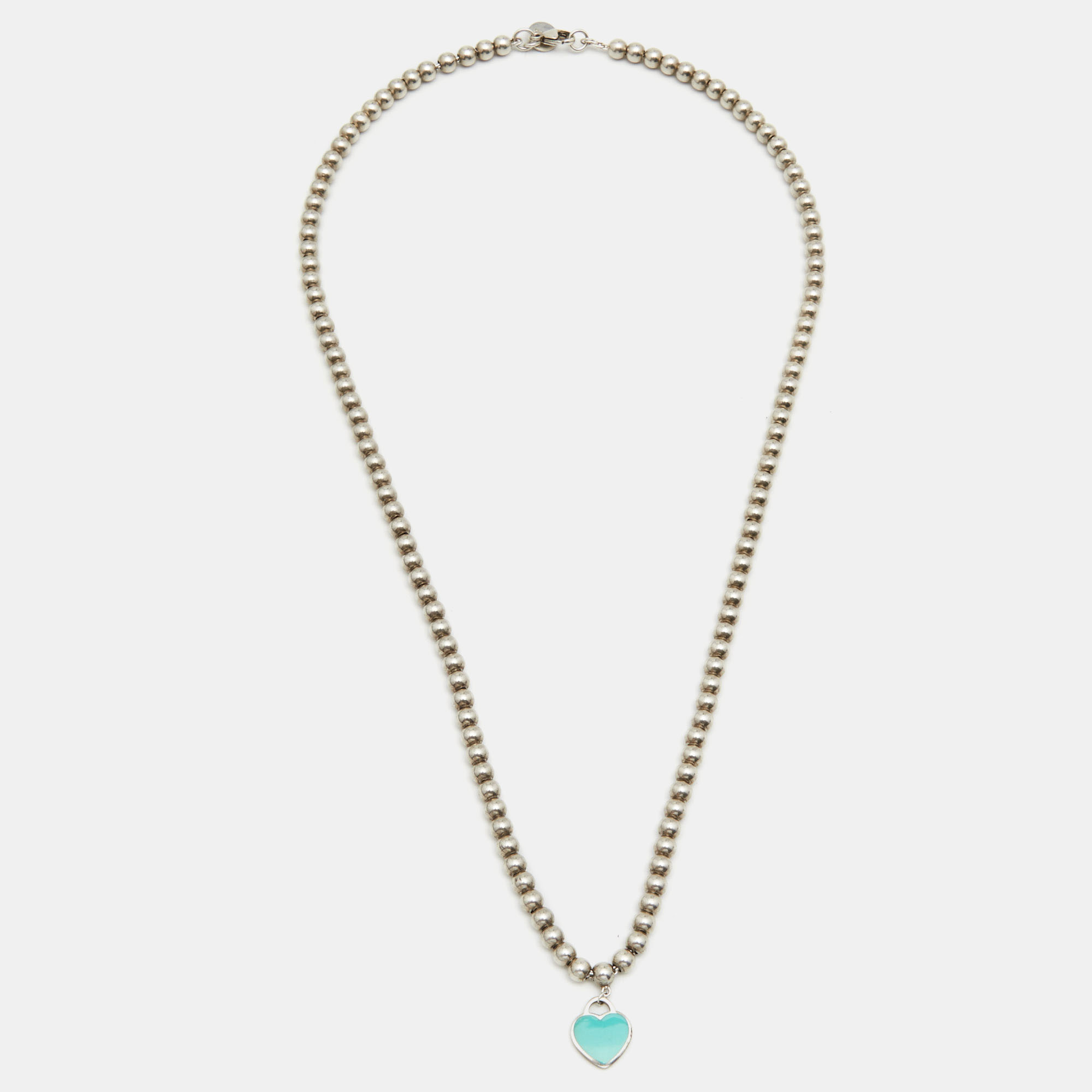 Tiffany & Co. Sterling Silver Return To Tiffany Blue Enamel Heart Tag Bead Necklace
Tiffany & Co. Sterling Silver Return To Tiffany Blue Enamel Heart Tag Bead Necklace