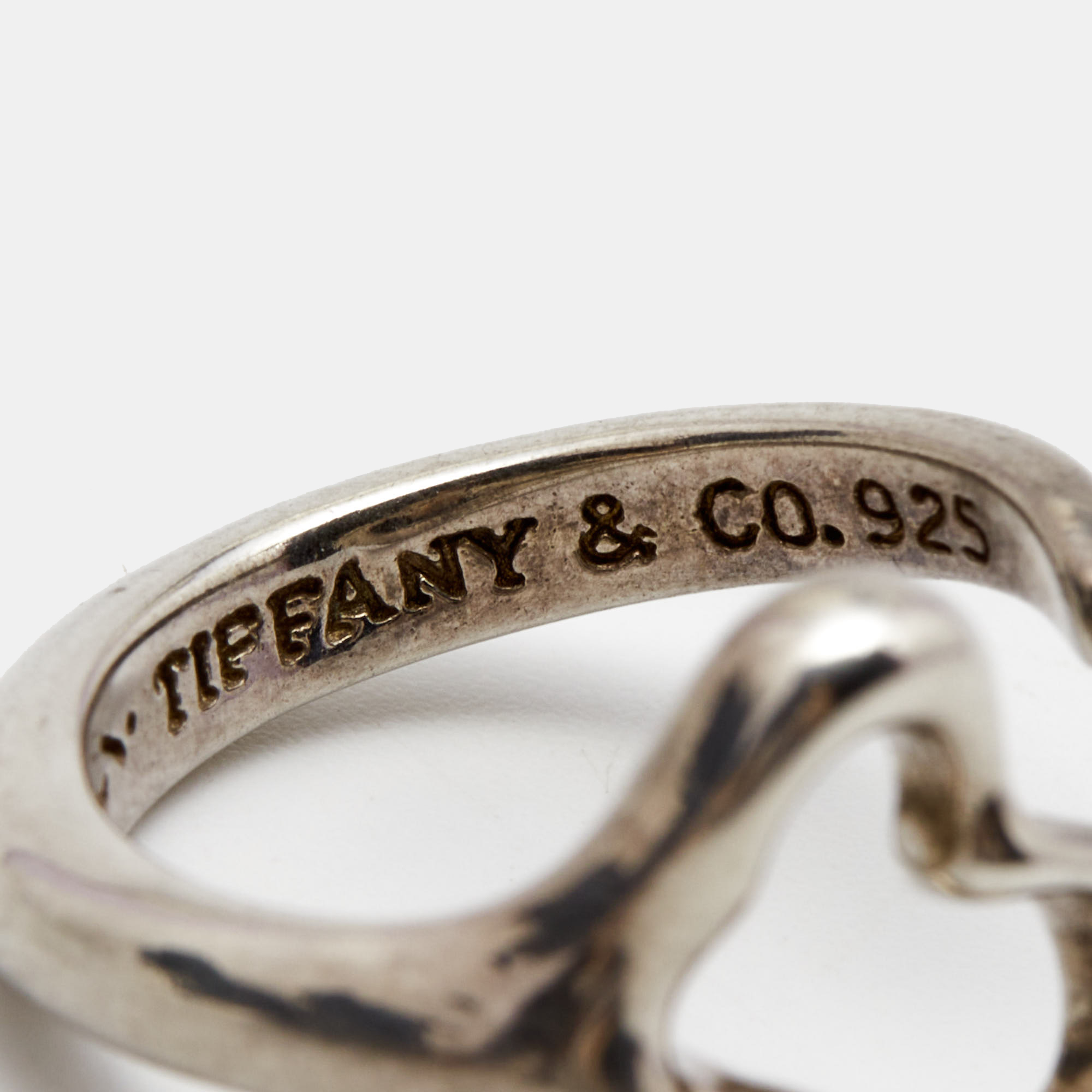 Tiffany & Co. Elsa Peretti Open Heart Sterling Silver Ring Size 52