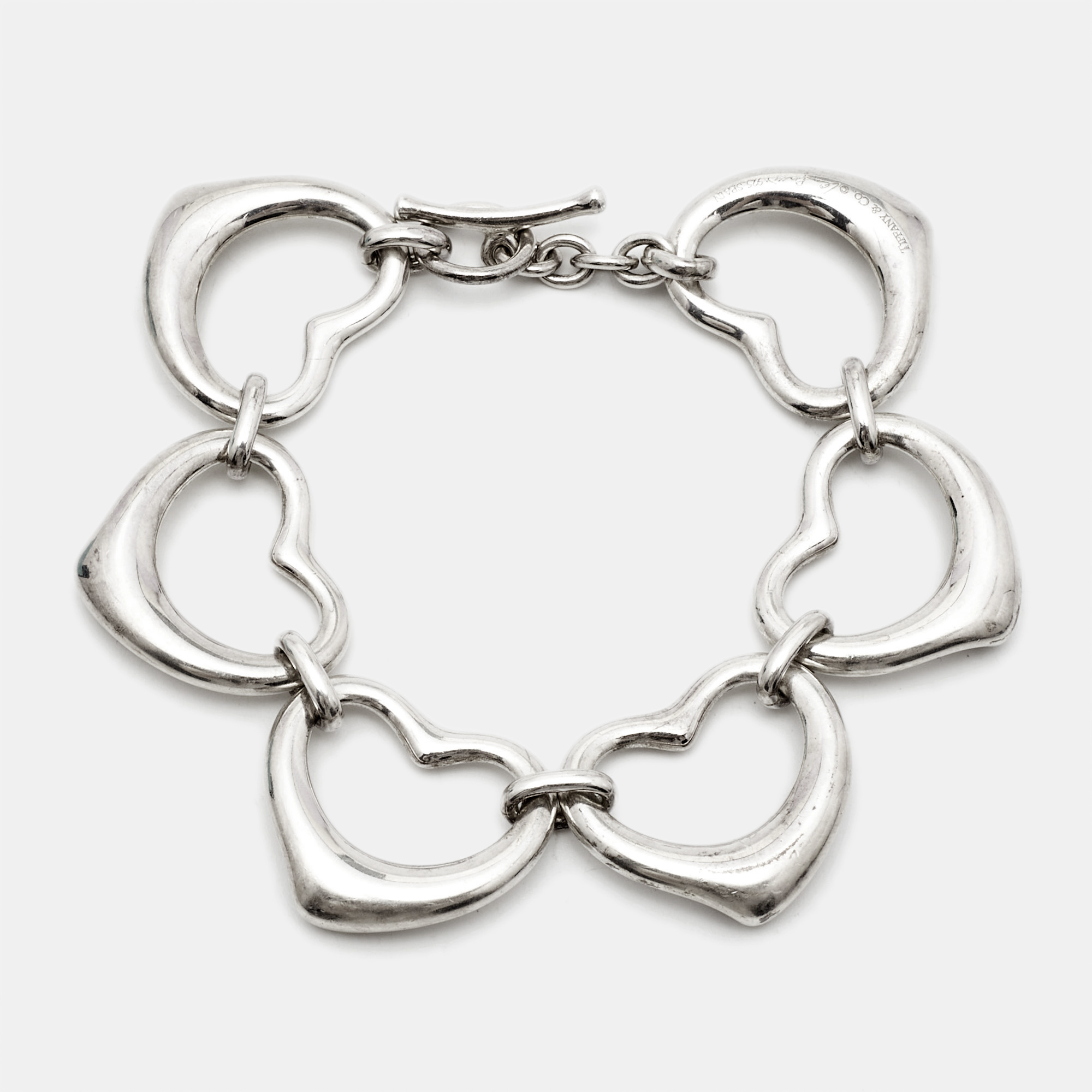 Tiffany & co. elsa peretti open heart sterling silver bracelet
