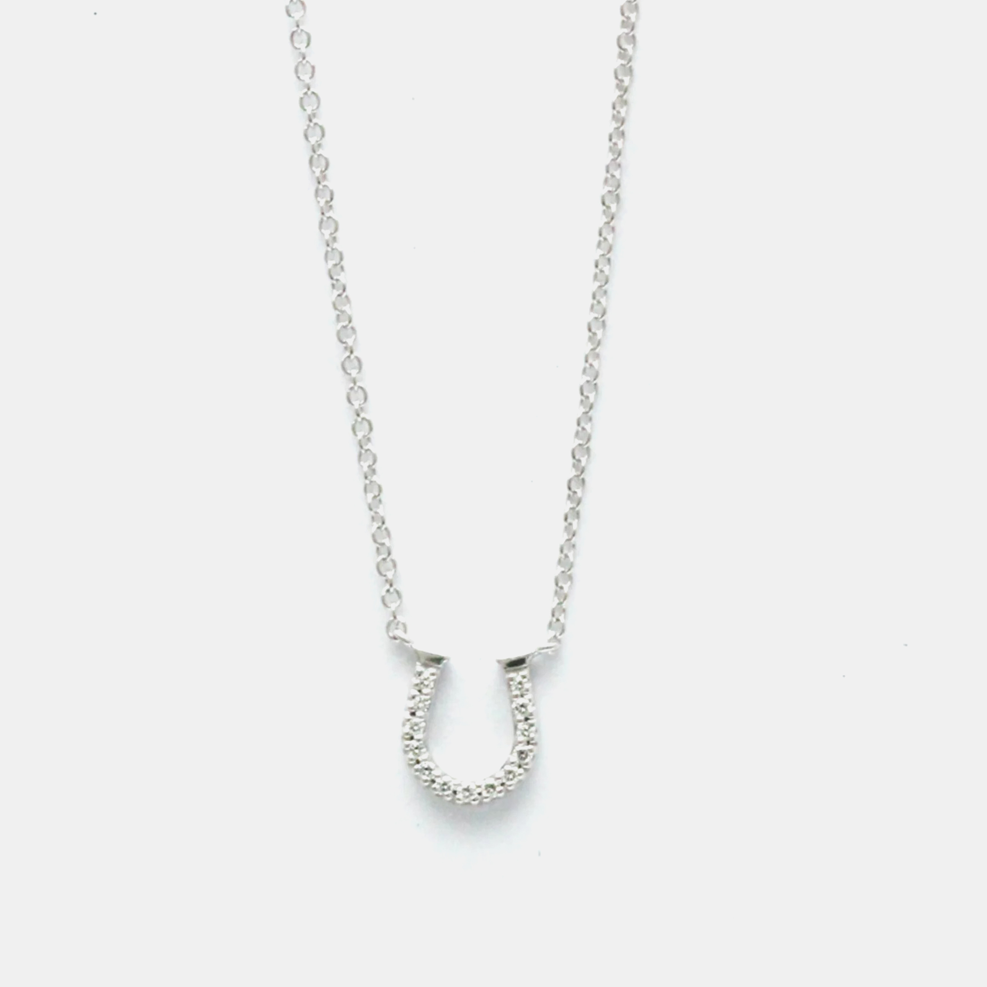 Tiffany & co. 18k white gold and diamond horseshoe pendant necklace