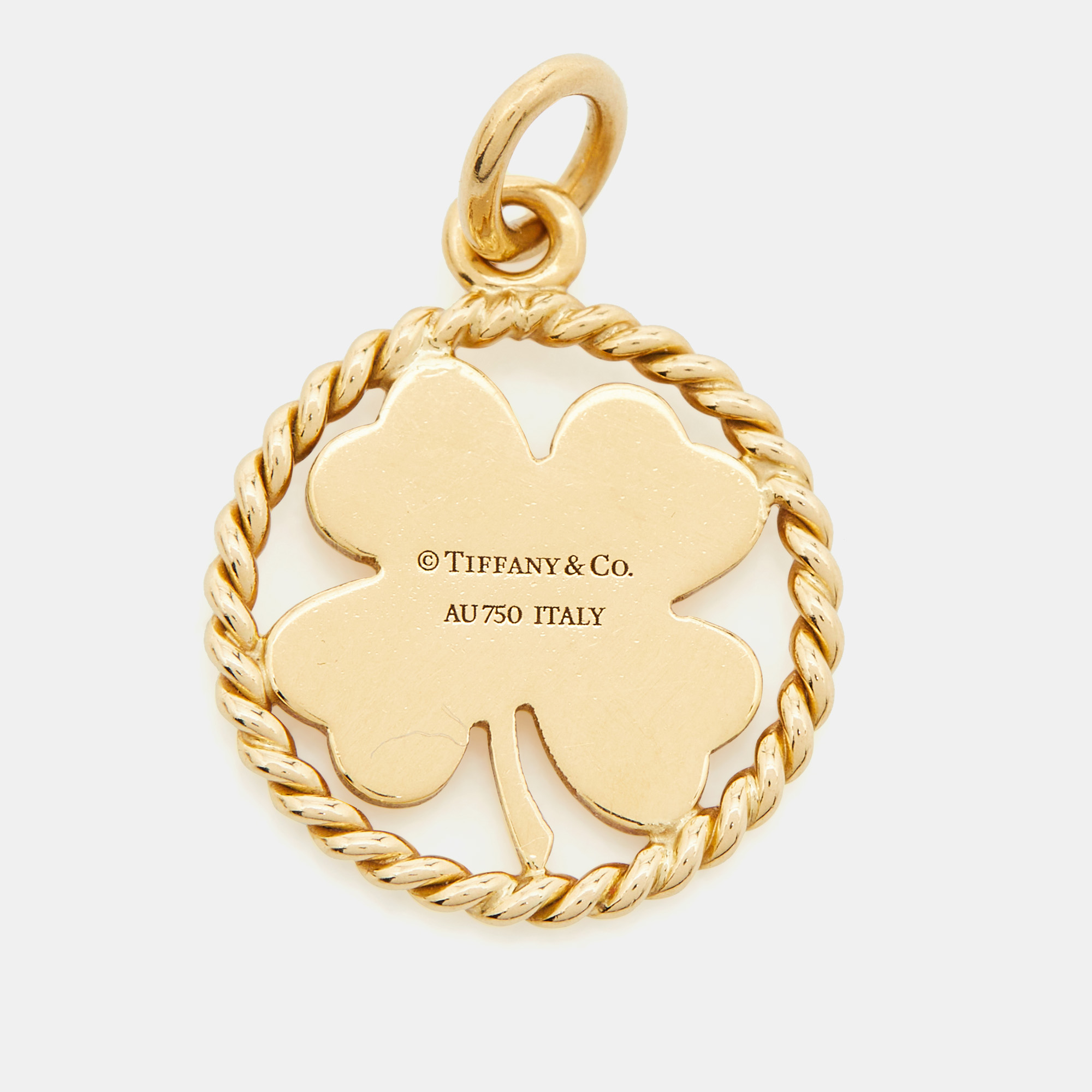 Tiffany & Co. Four Leaf Clover 18k Yellow Gold Round Pendant