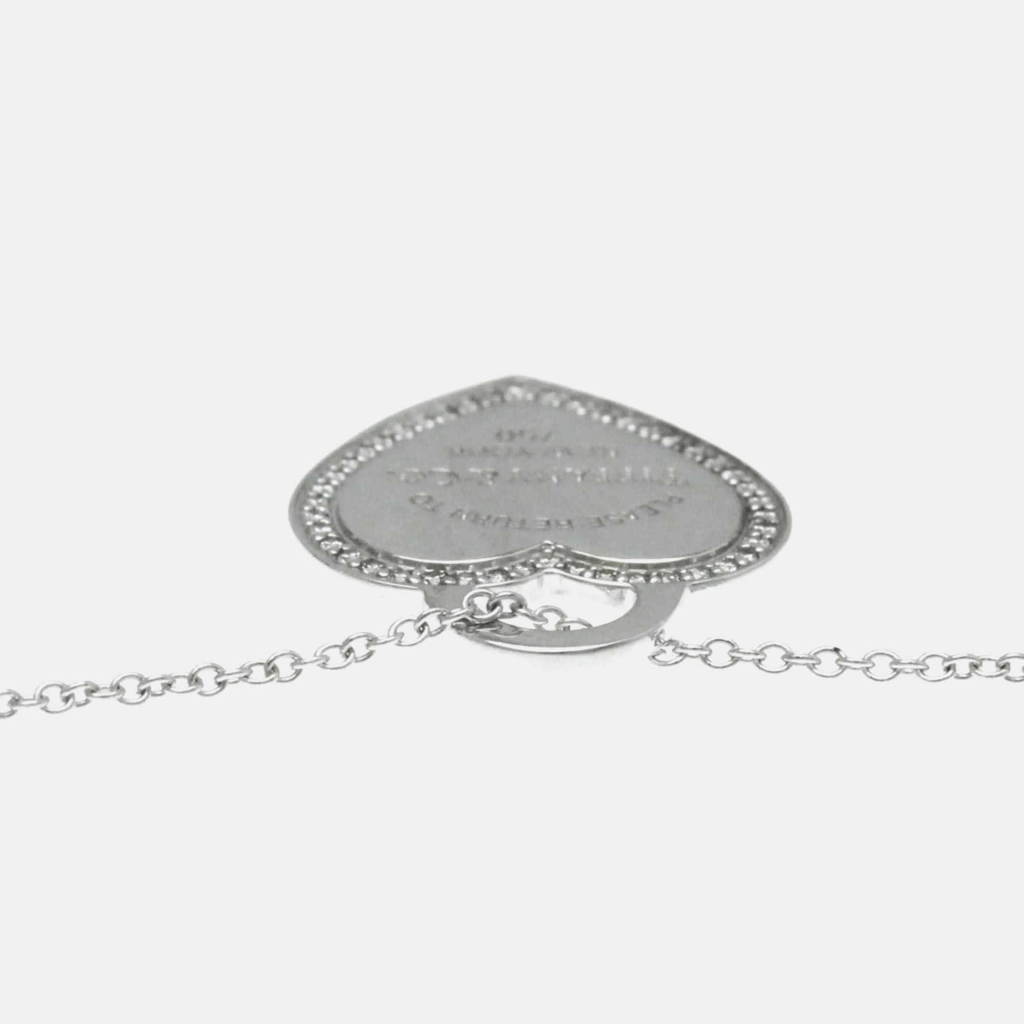 Tiffany & Co. 18K White Gold And Diamond Return To Tiffany Love Heart Tag Pendant Necklace