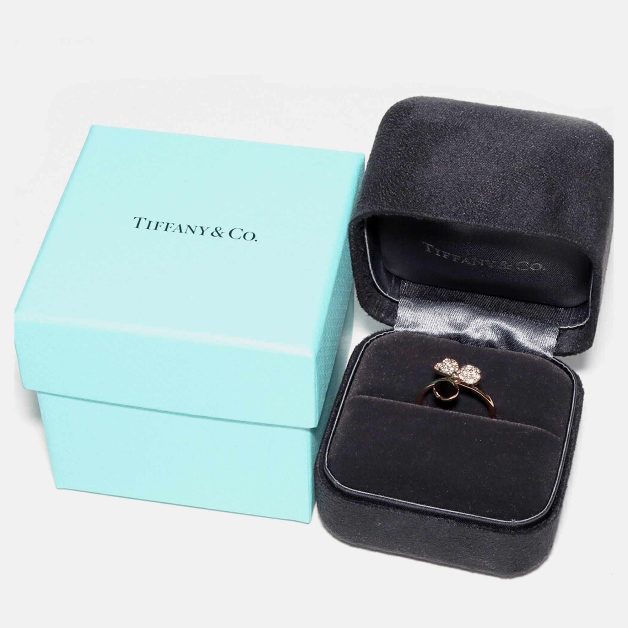 Tiffany & Co. 18K Rose Gold And Diamond Paper Flower Ring EU 52