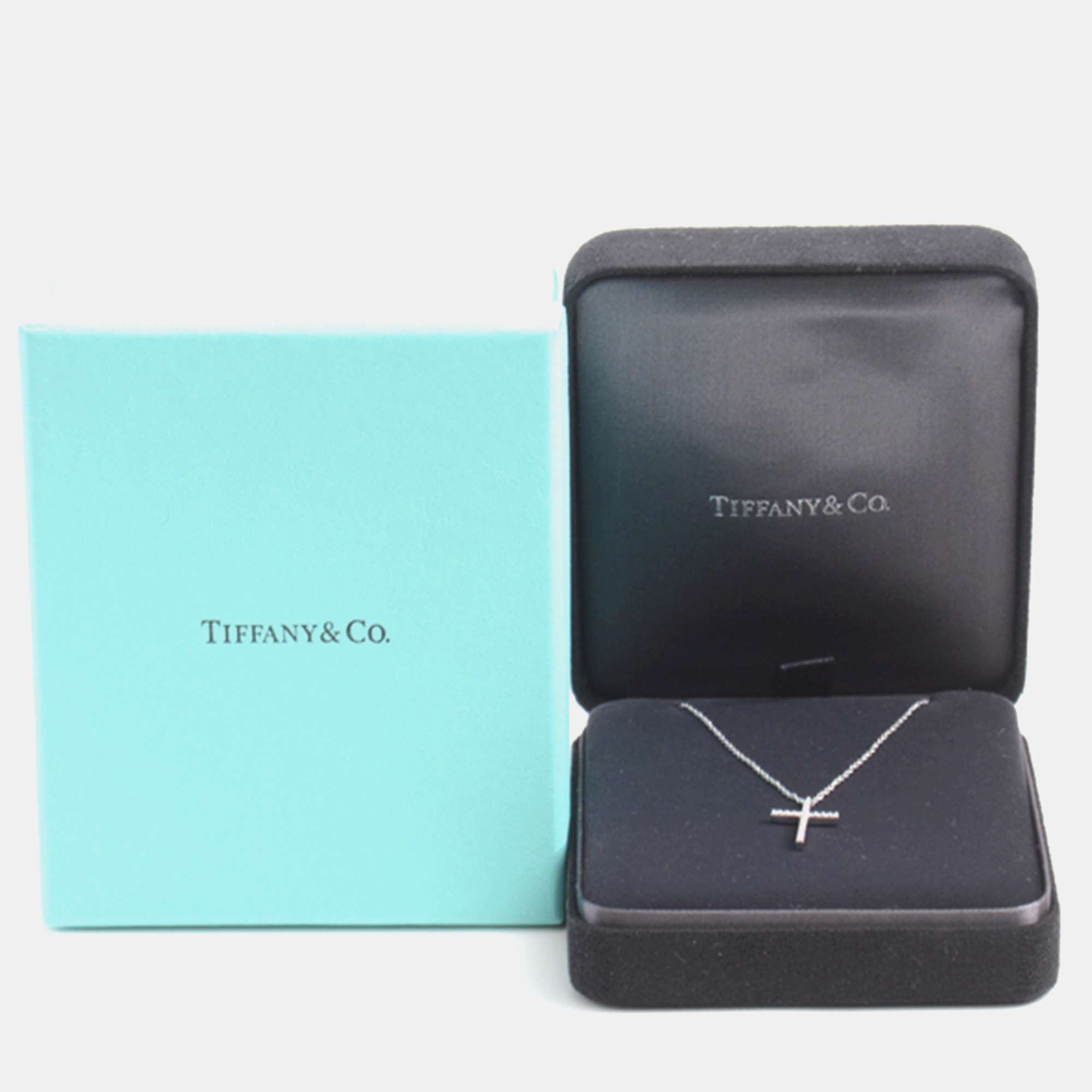 Tiffany & Co. 18K White Gold And Diamond Cross Pendant Necklace