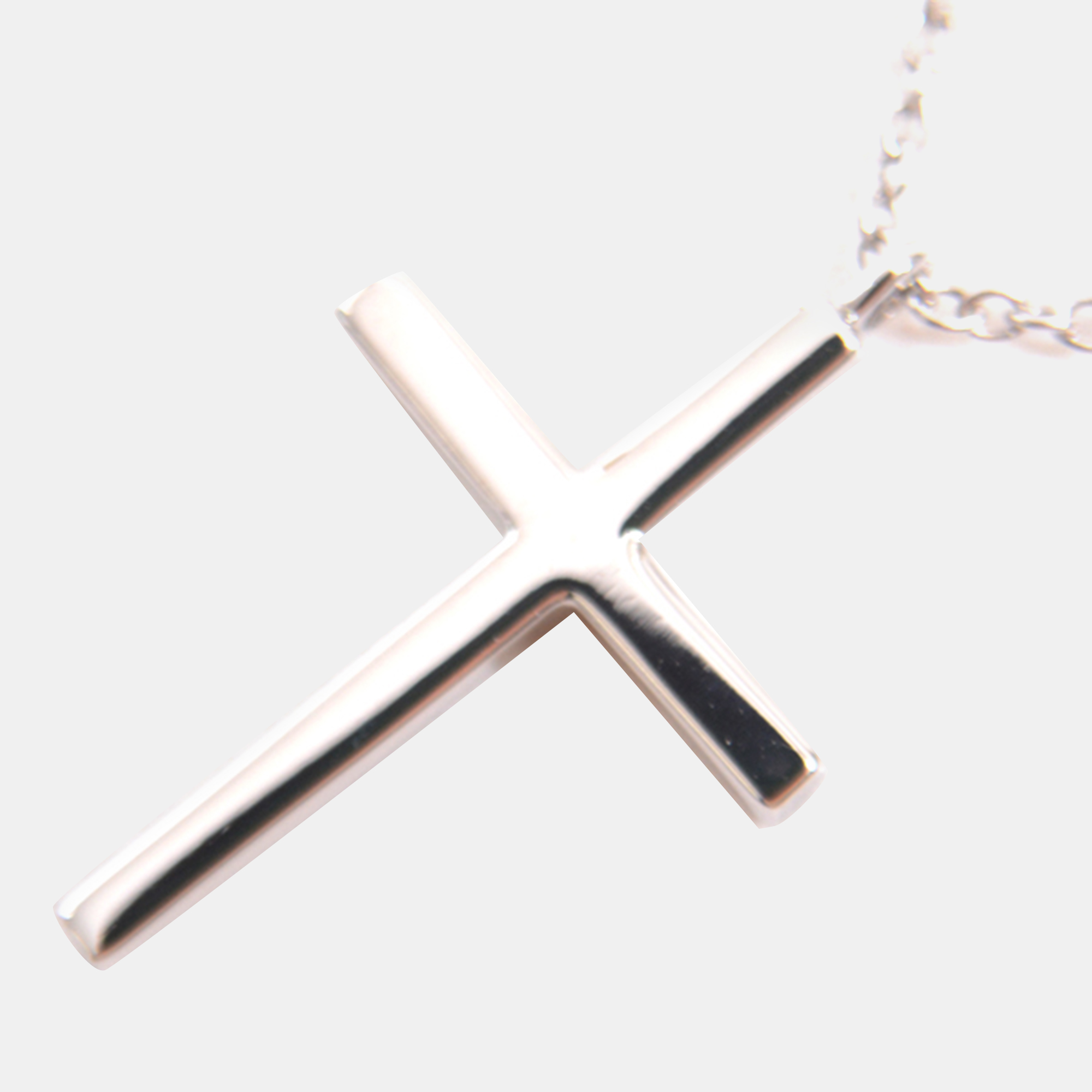 Tiffany & Co. 18K White Gold And Diamond Cross Pendant Necklace