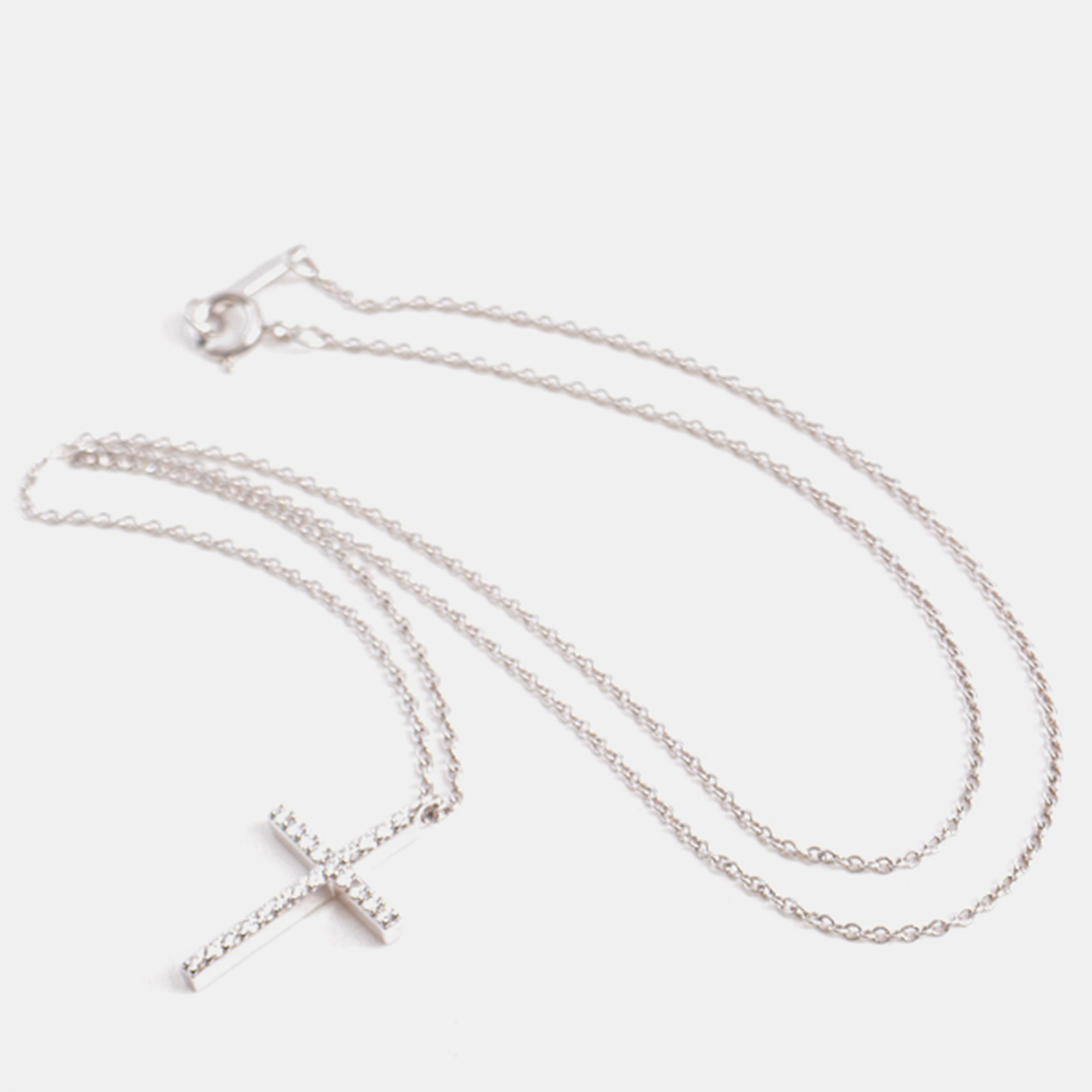 Tiffany & Co. 18K White Gold And Diamond Cross Pendant Necklace