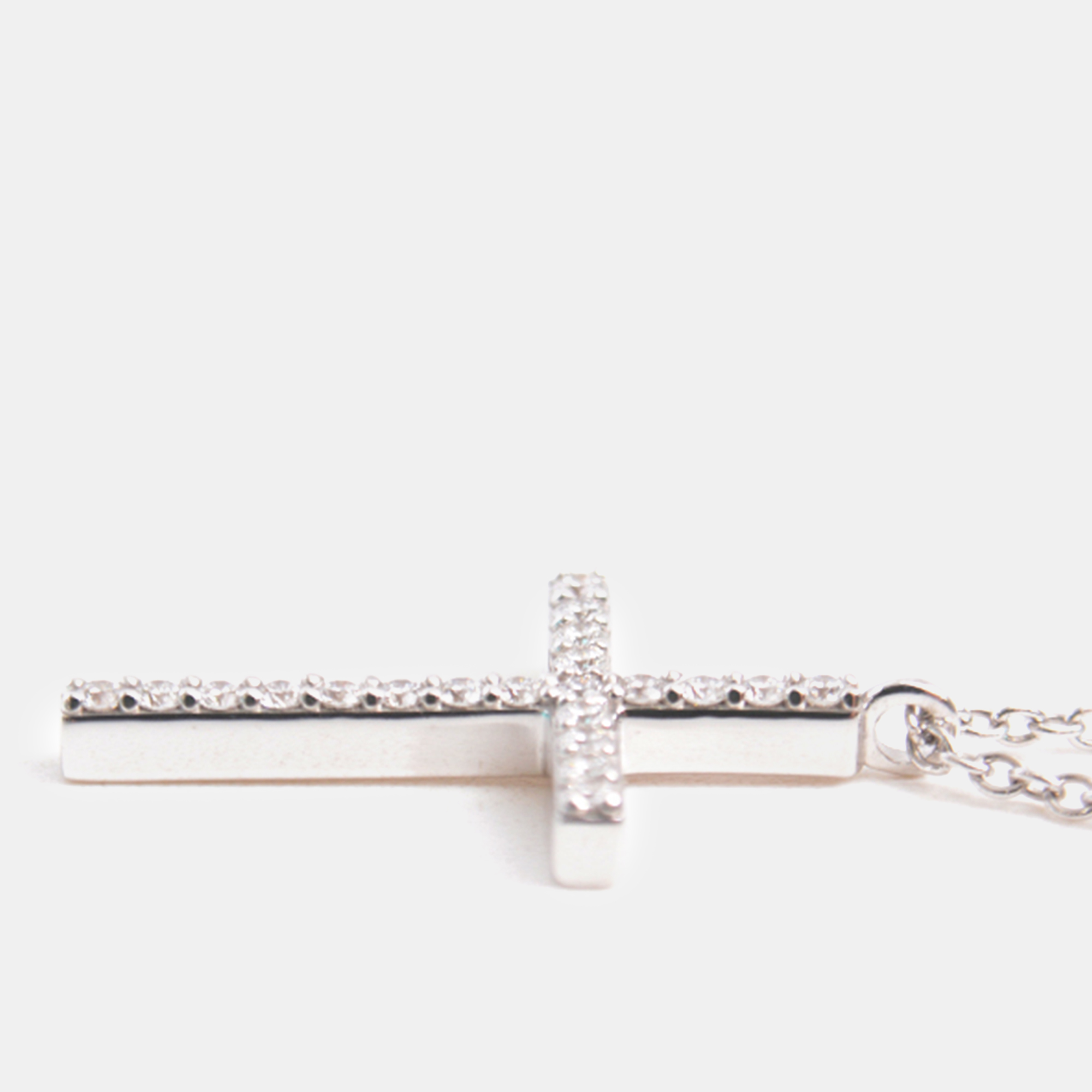 Tiffany & Co. 18K White Gold And Diamond Cross Pendant Necklace