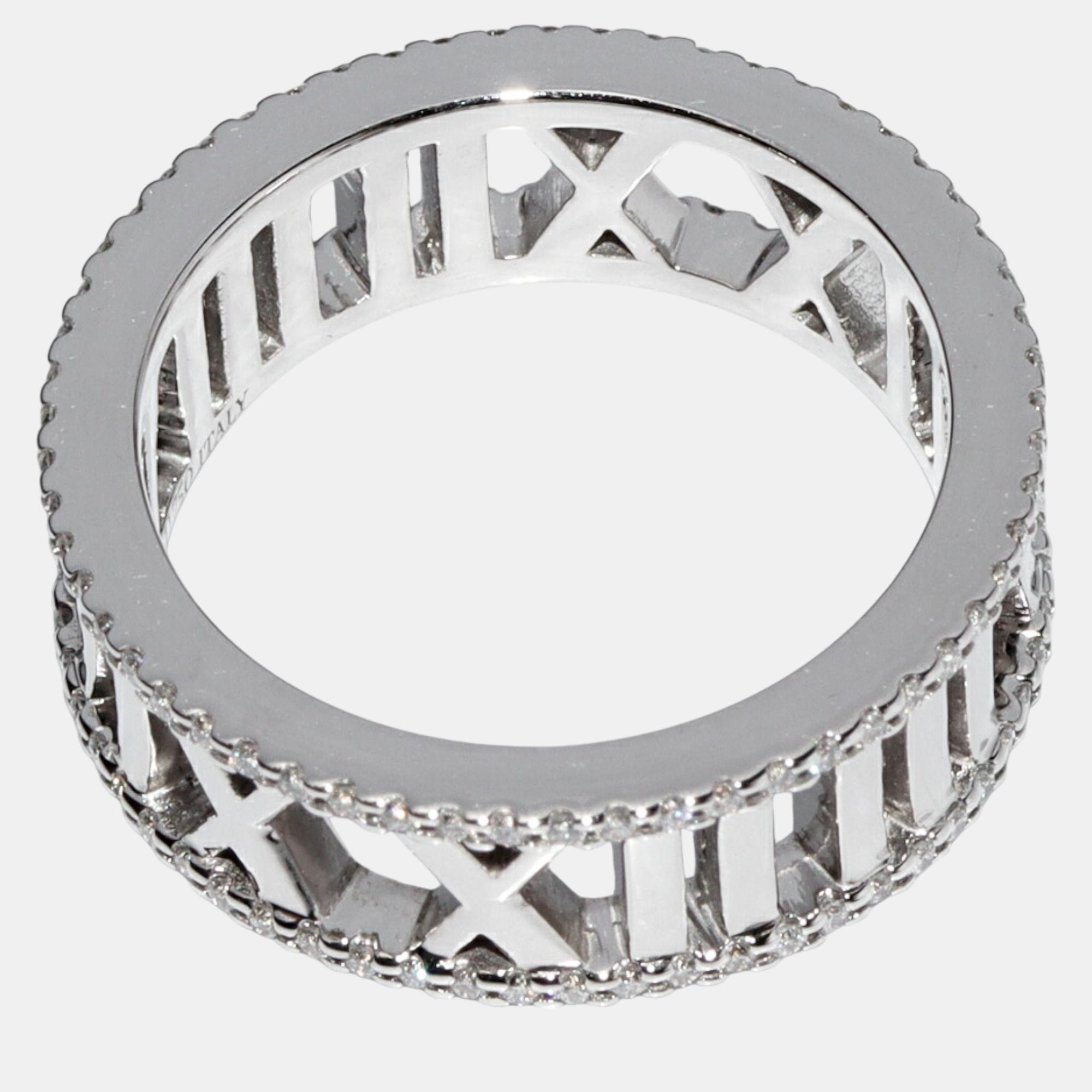 Tiffany & Co. 18K White Gold Atlas Band Ring EU 67