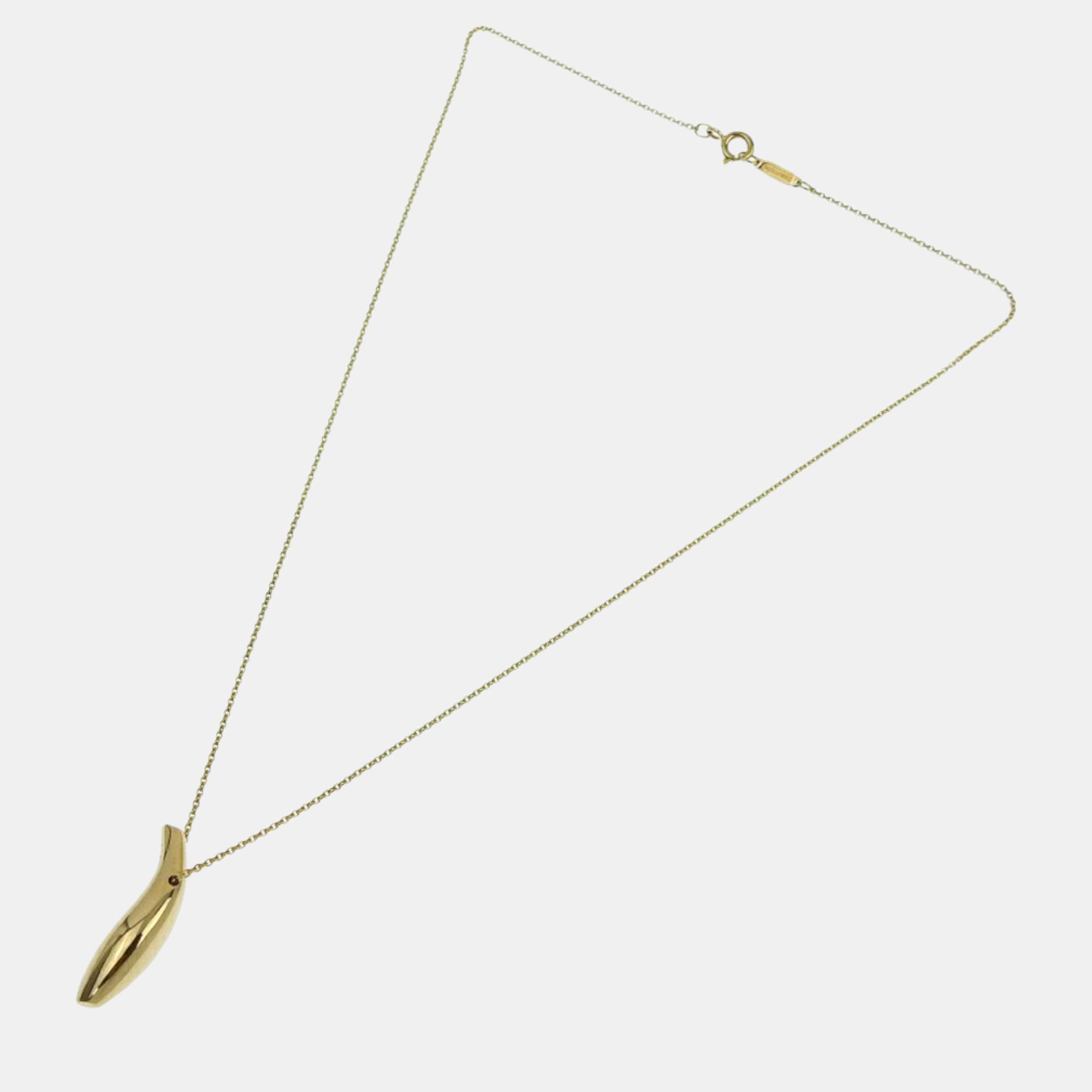 Tiffany & Co. 18K Yellow Gold Fish Drop Pendant Necklace