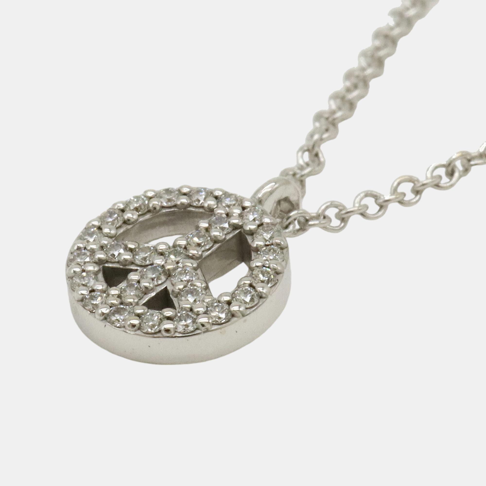 Tiffany & Co. 18k White Gold Metro Diamond Pendant Necklace