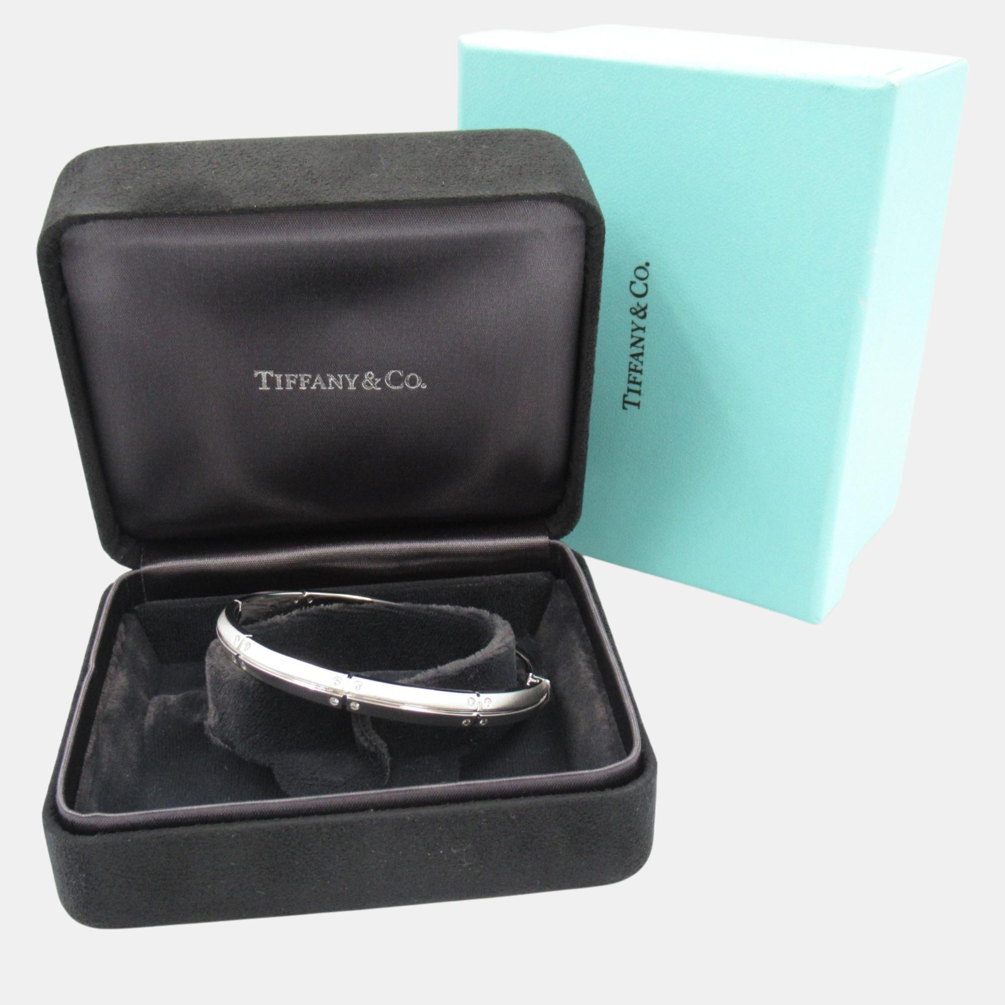 Tiffany & Co. Diamond White Gold Bangle Clear Metal