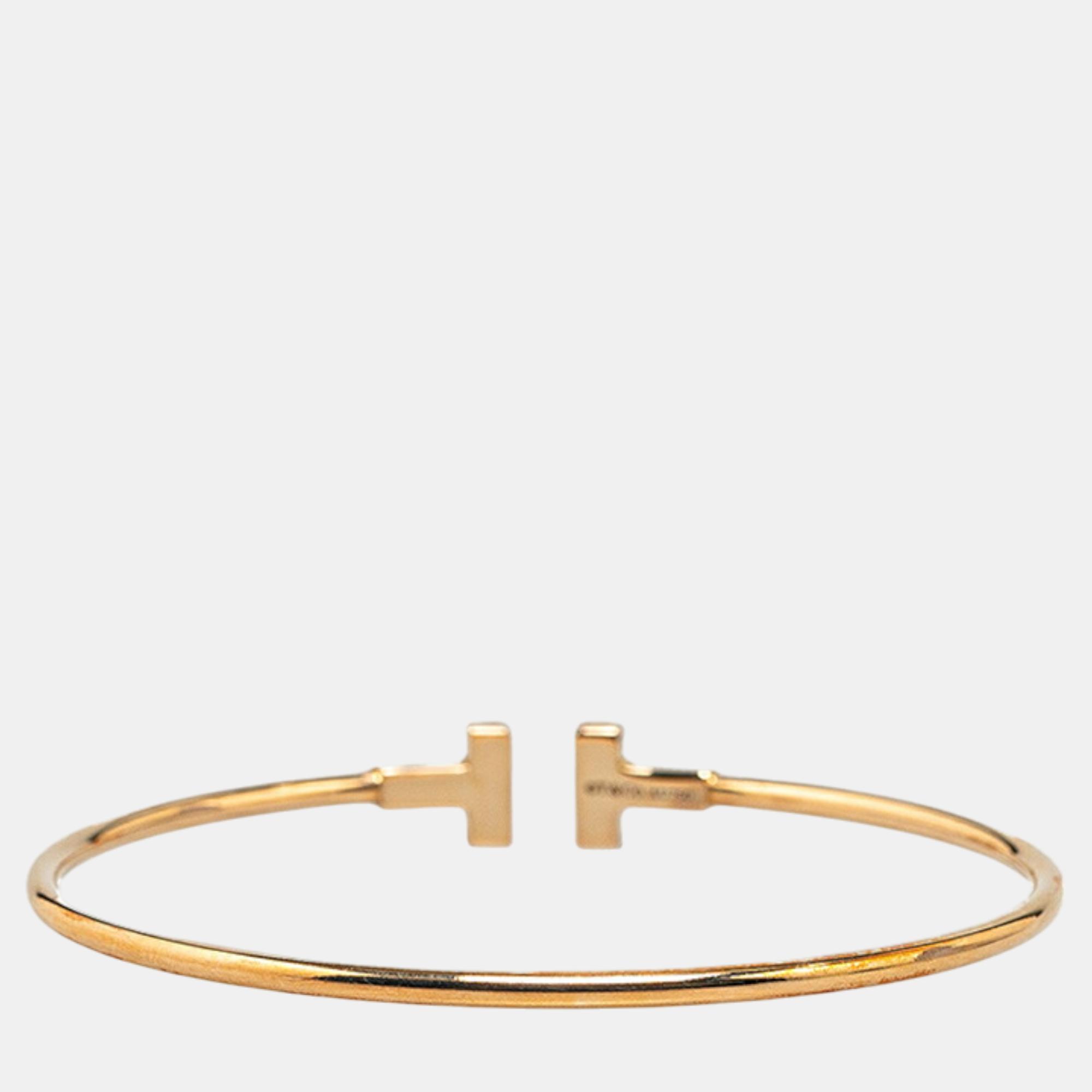 Tiffany & Co. T Narrow Wire Bracelet 18k Yellow Gold Gold Metal