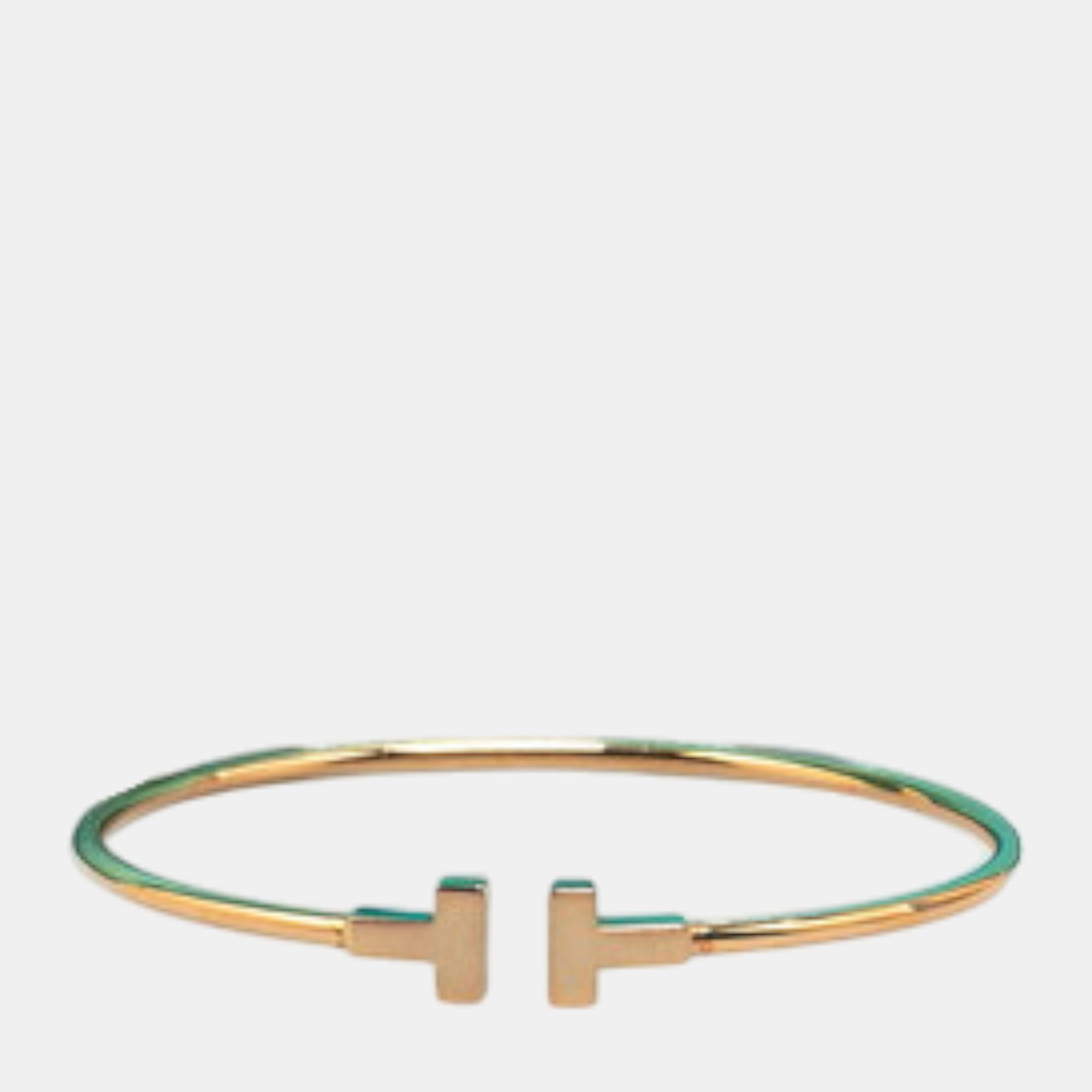 Tiffany & Co. T Narrow Wire Bracelet 18k Yellow Gold Gold Metal