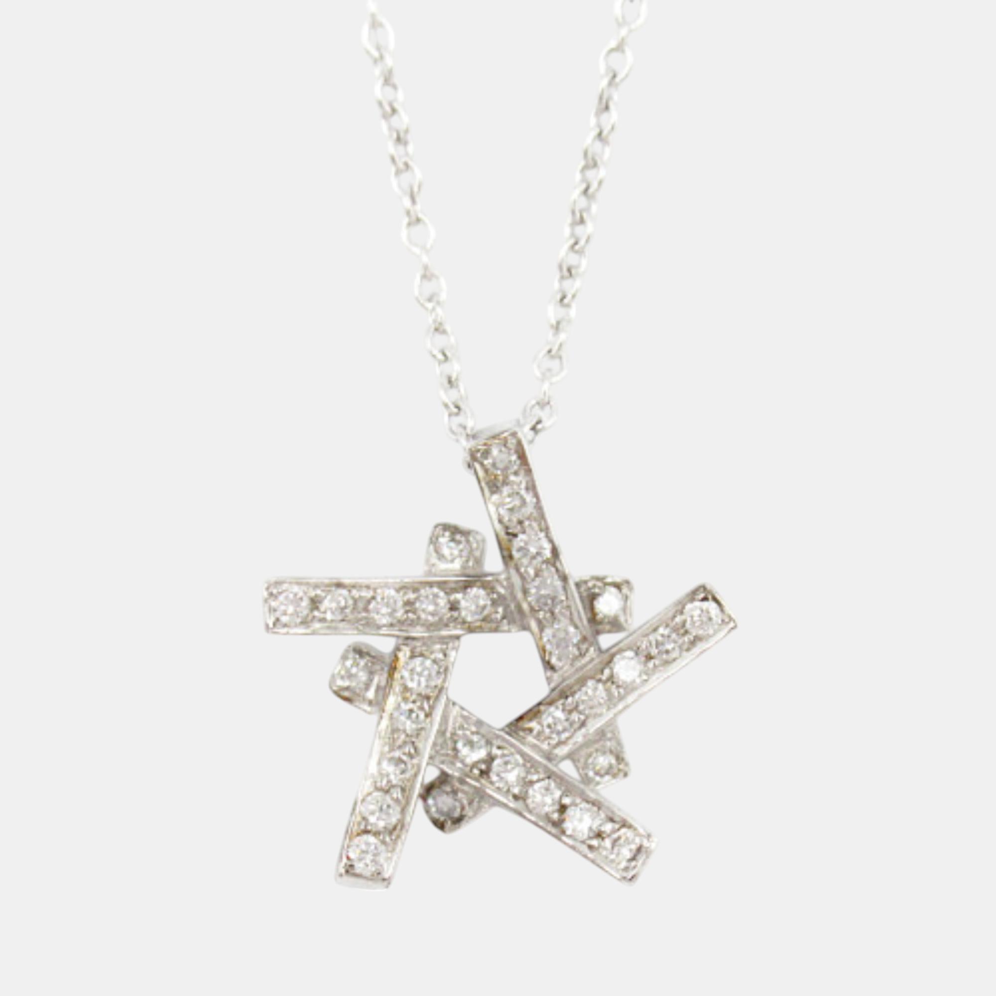Tiffany & Co. Frank Gehry Necklace 18k White Gold Diamond Clear Metal